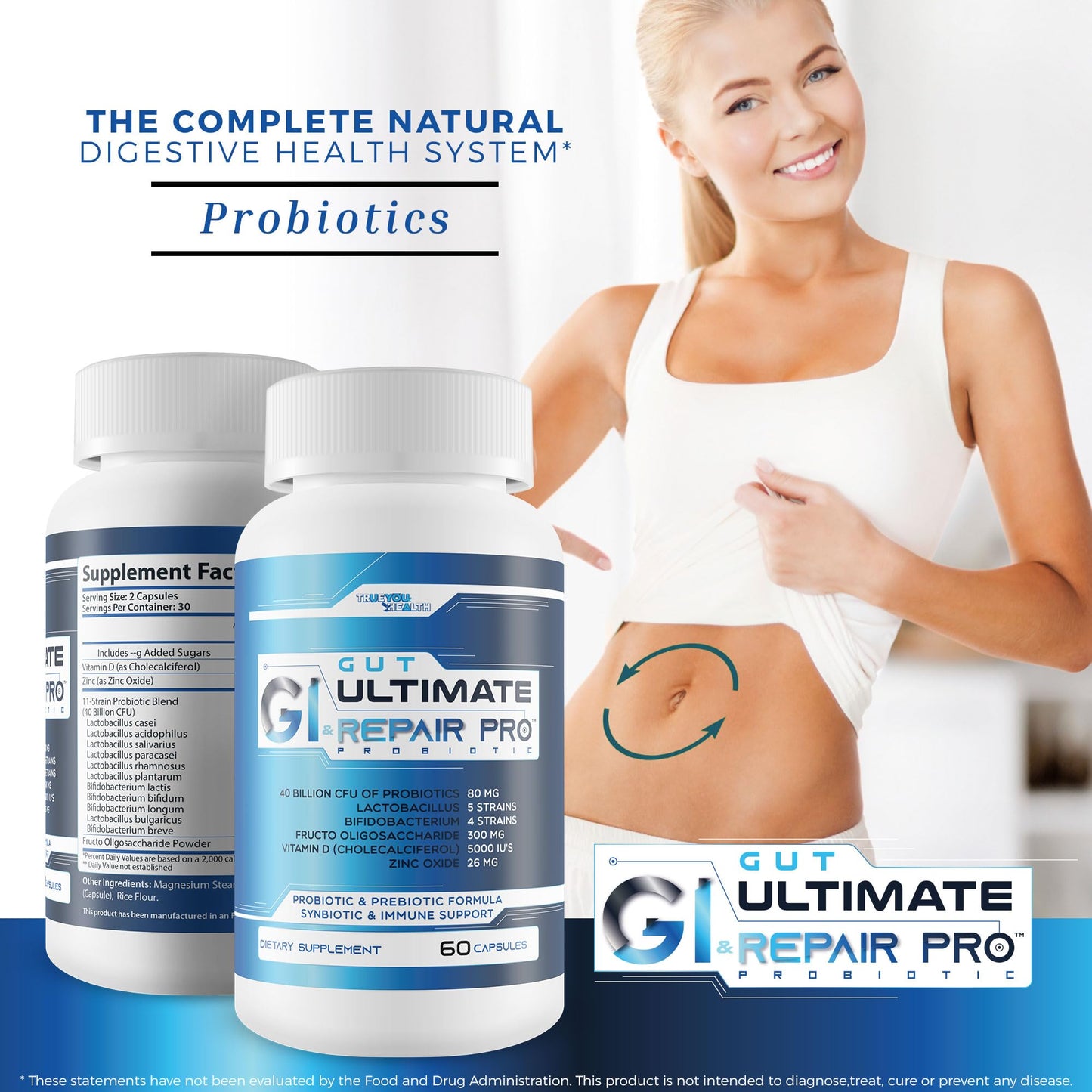 True You Health Gut & GI Ultimate Repair Pro Probiotic Capsule, 60 Count