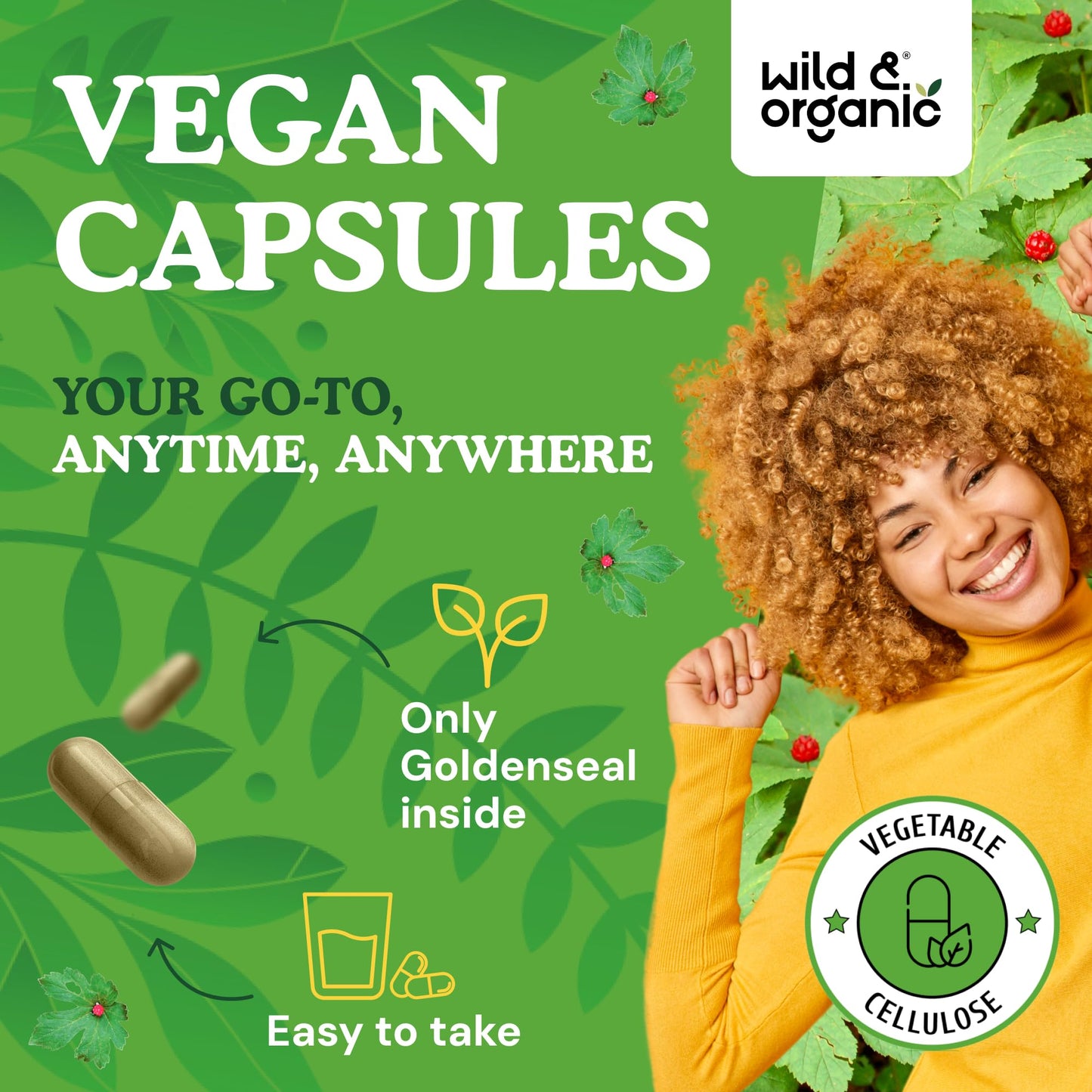 Wild & Organic Goldenseal Root Capsules 1000mg, 90 Capsules