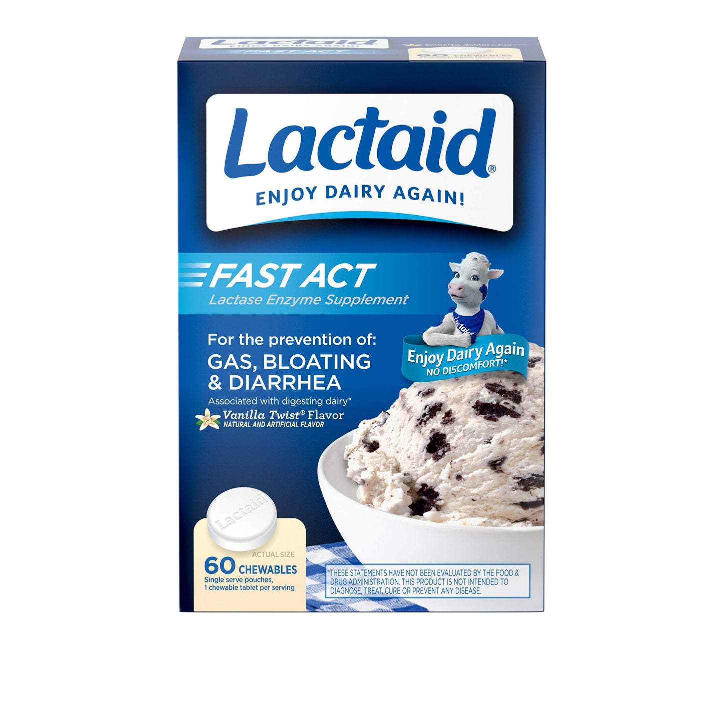 Lactaid Fast Act Lactose Intolerance Relief Chewables, 240 Count