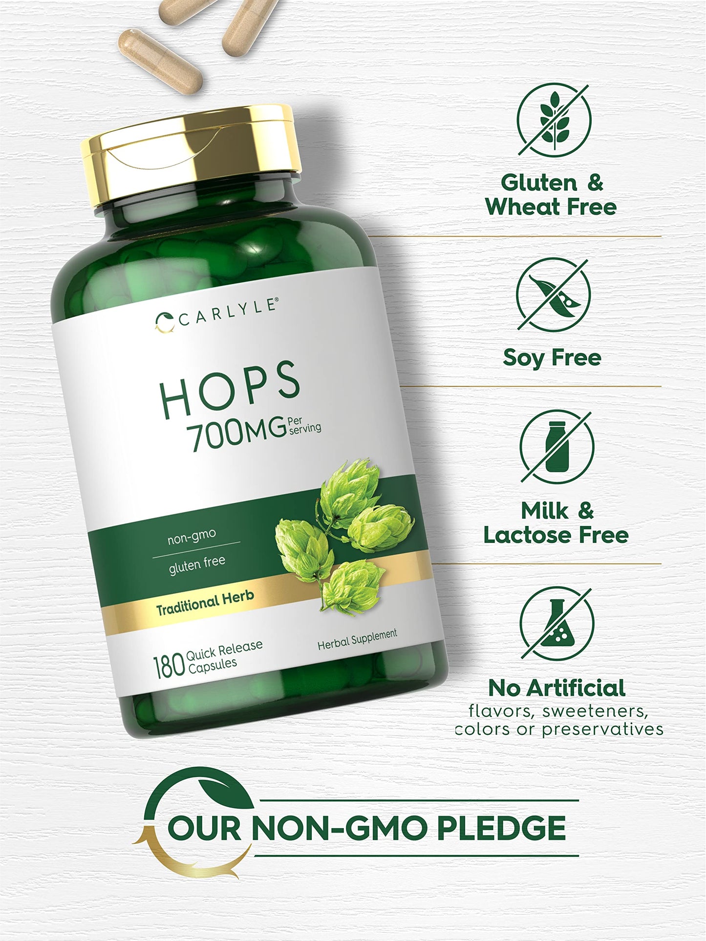 Carlyle Hops Supplement 700mg Capsule, 180 Count