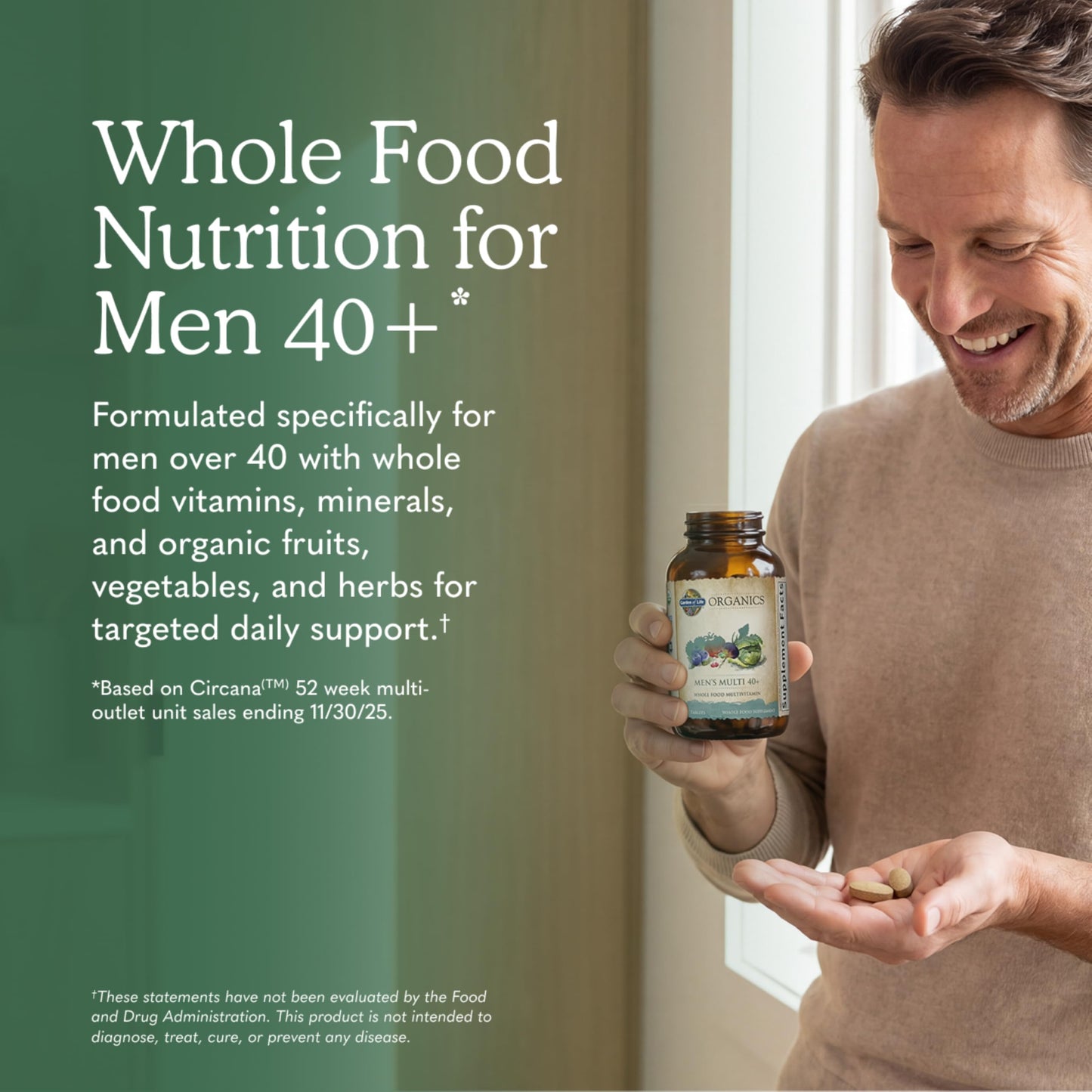 Garden of Life Organics Whole Food Multivitamin for Men 40+ 120 Tablets