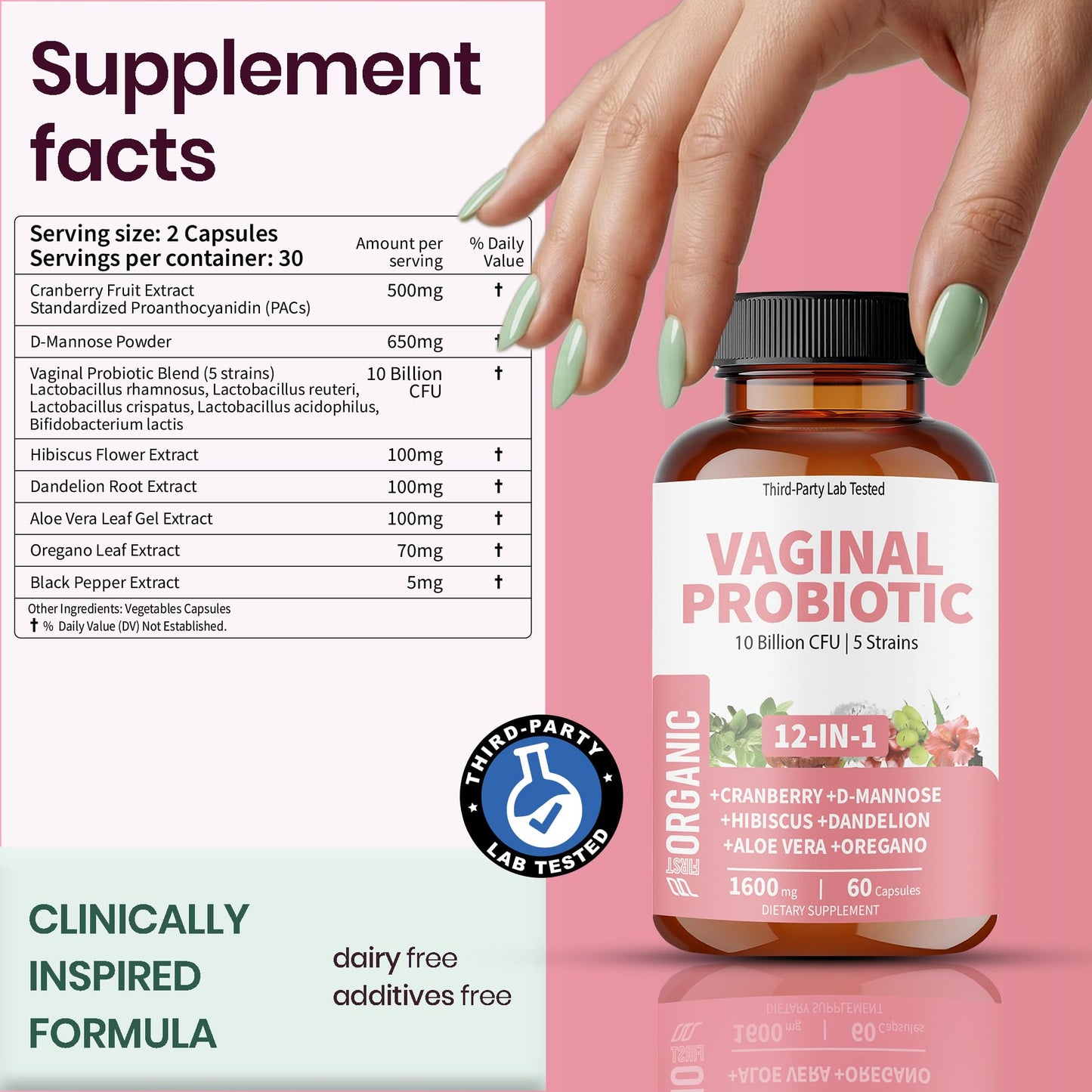 FIRSTORGANIC Women’s Vaginal Microflora Probiotic Complex 60 Capsules