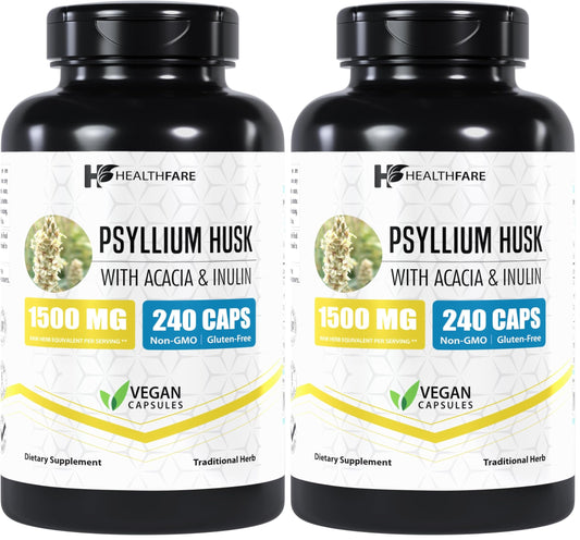 Healthfare Psyllium Husk Capsules 1500mg, 480 Capsules