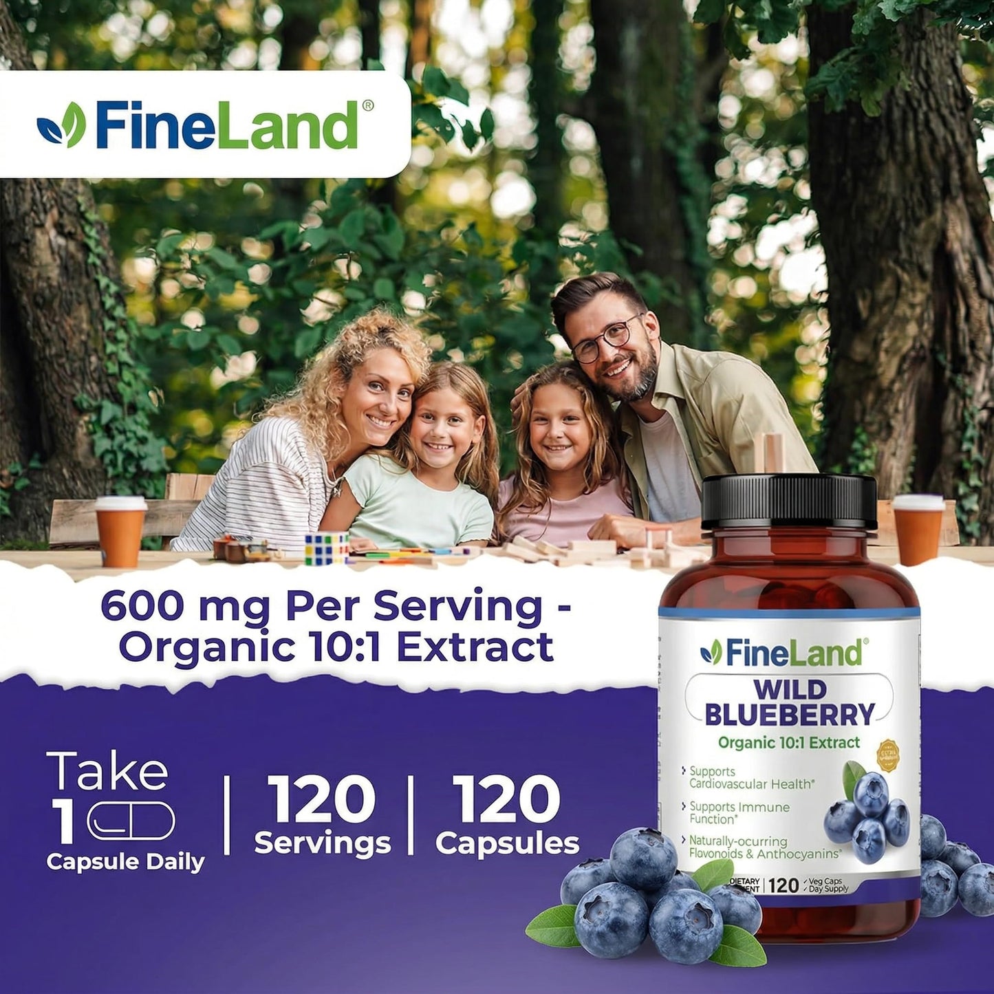 FineLand Wild Blueberry Extract Capsules 120 Count