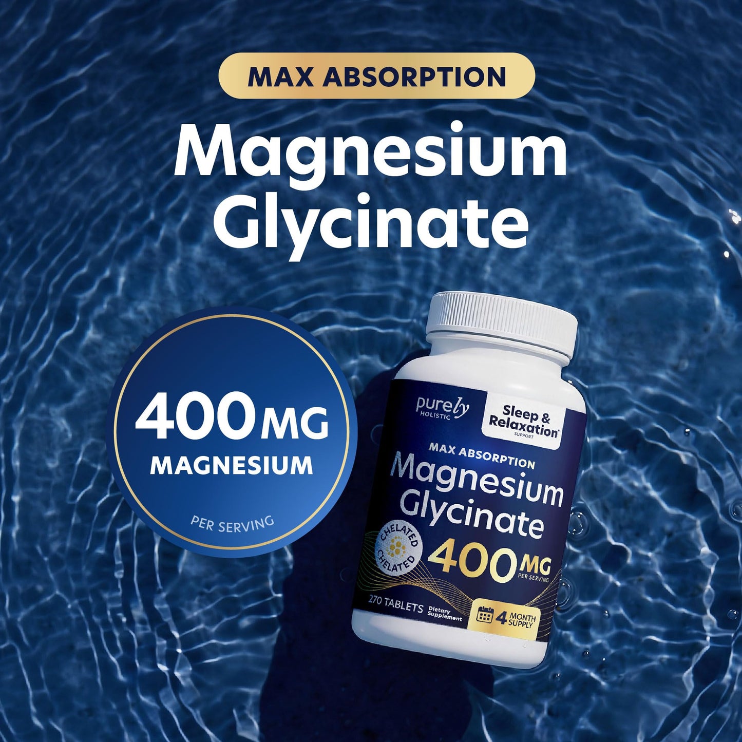 Purely Holistic Magnesium Glycinate 400mg Tablets 270