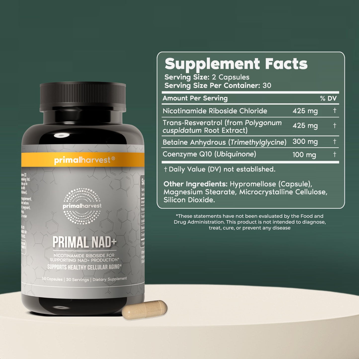 Primal Harvest NAD+ Supplement Capsule 60 Count
