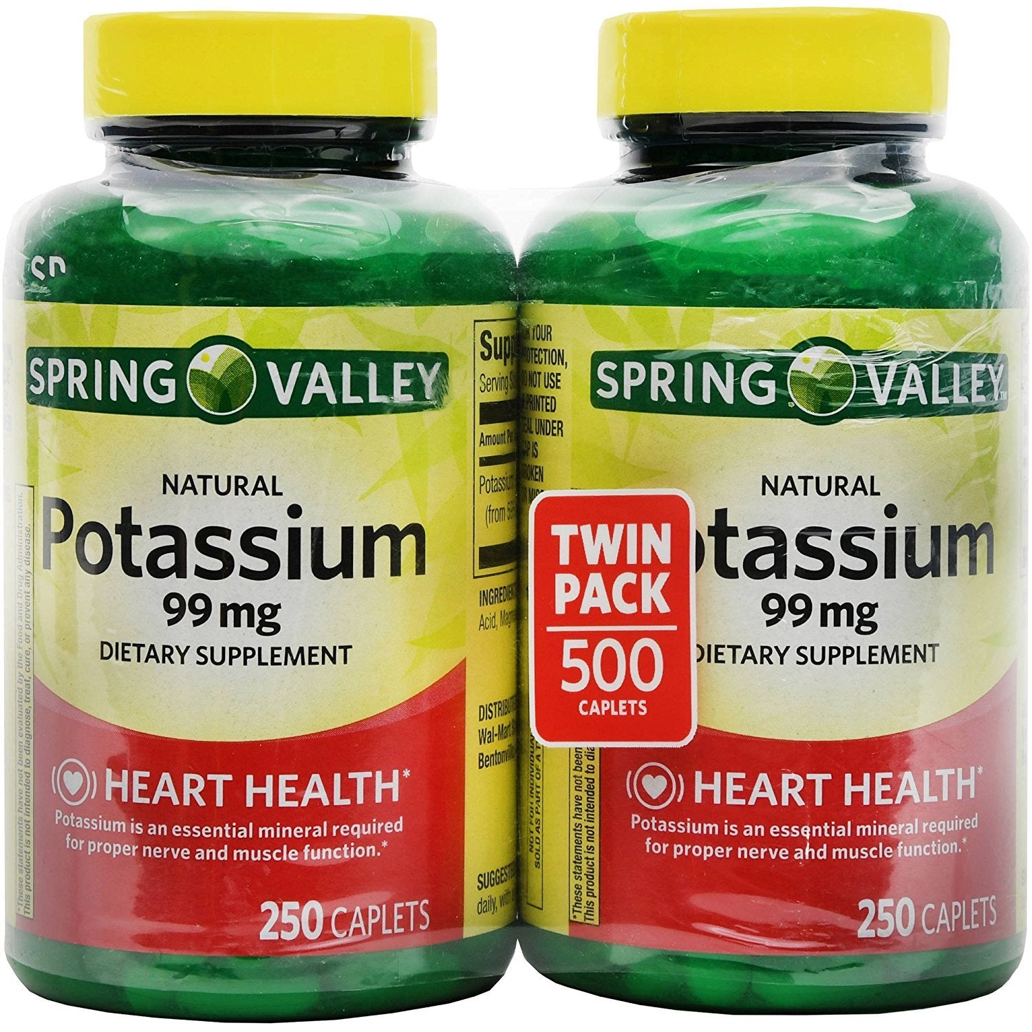 Spring Valley Potassium 99 mg from Potassium Gluconate 595 mg Tablets, 500 Count