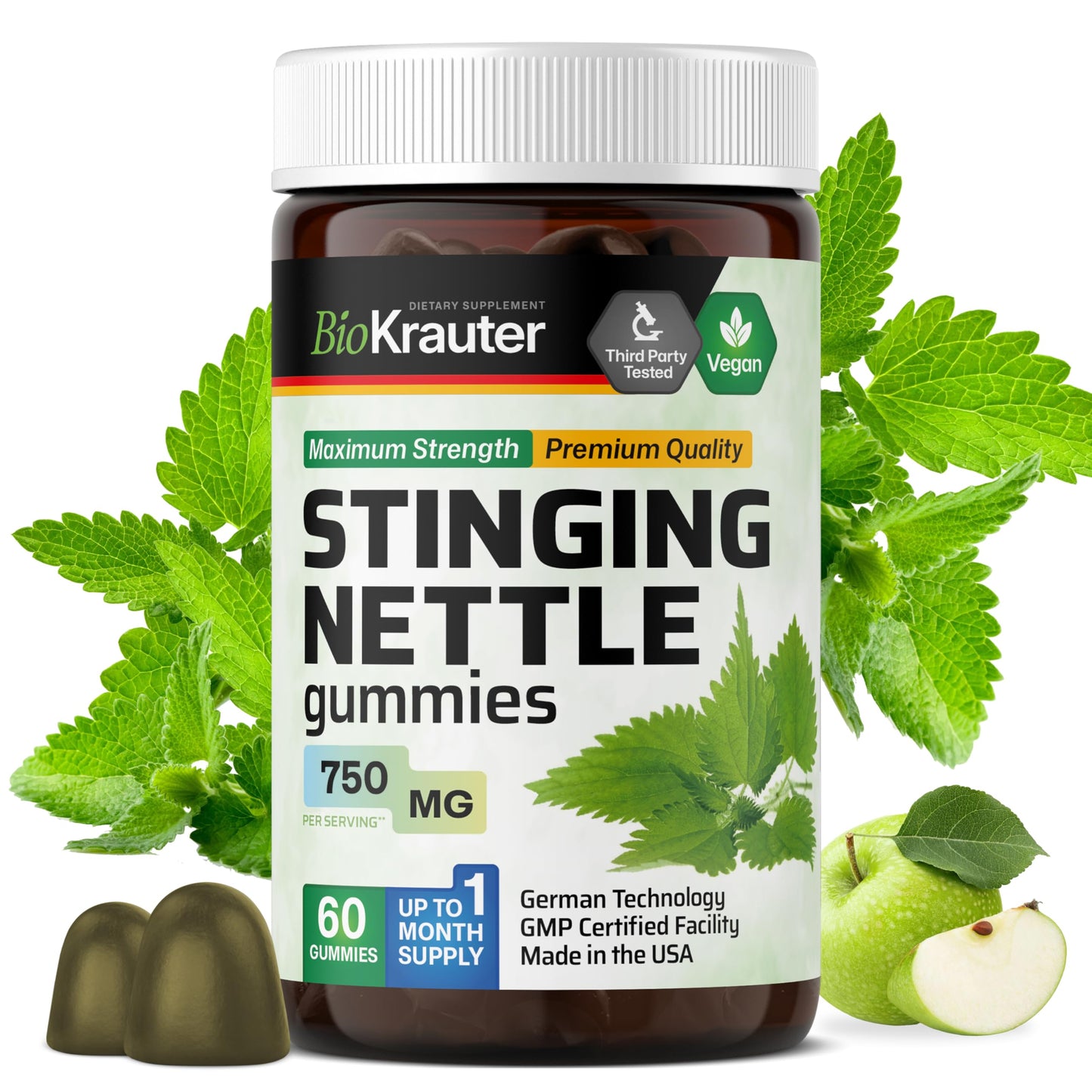 BIO KRAUTER Stinging Nettle Root Supplement 750 mg Gummies 60 Count