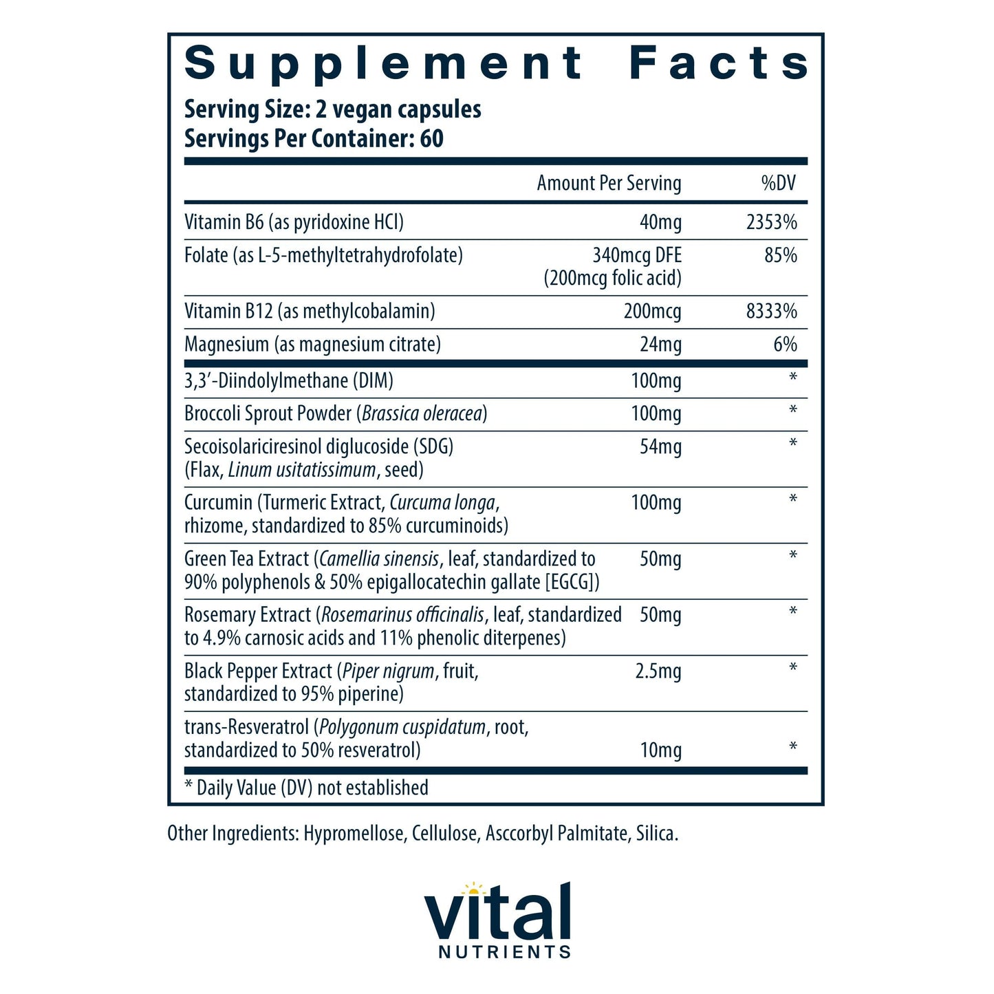 Vital Nutrients Hormone Balance DIM Supplement with Flax Lignans - Vegan, Diindolylmethane for Women and Men, Dairy and Soy Free, Non-GMO, 120 Capsules