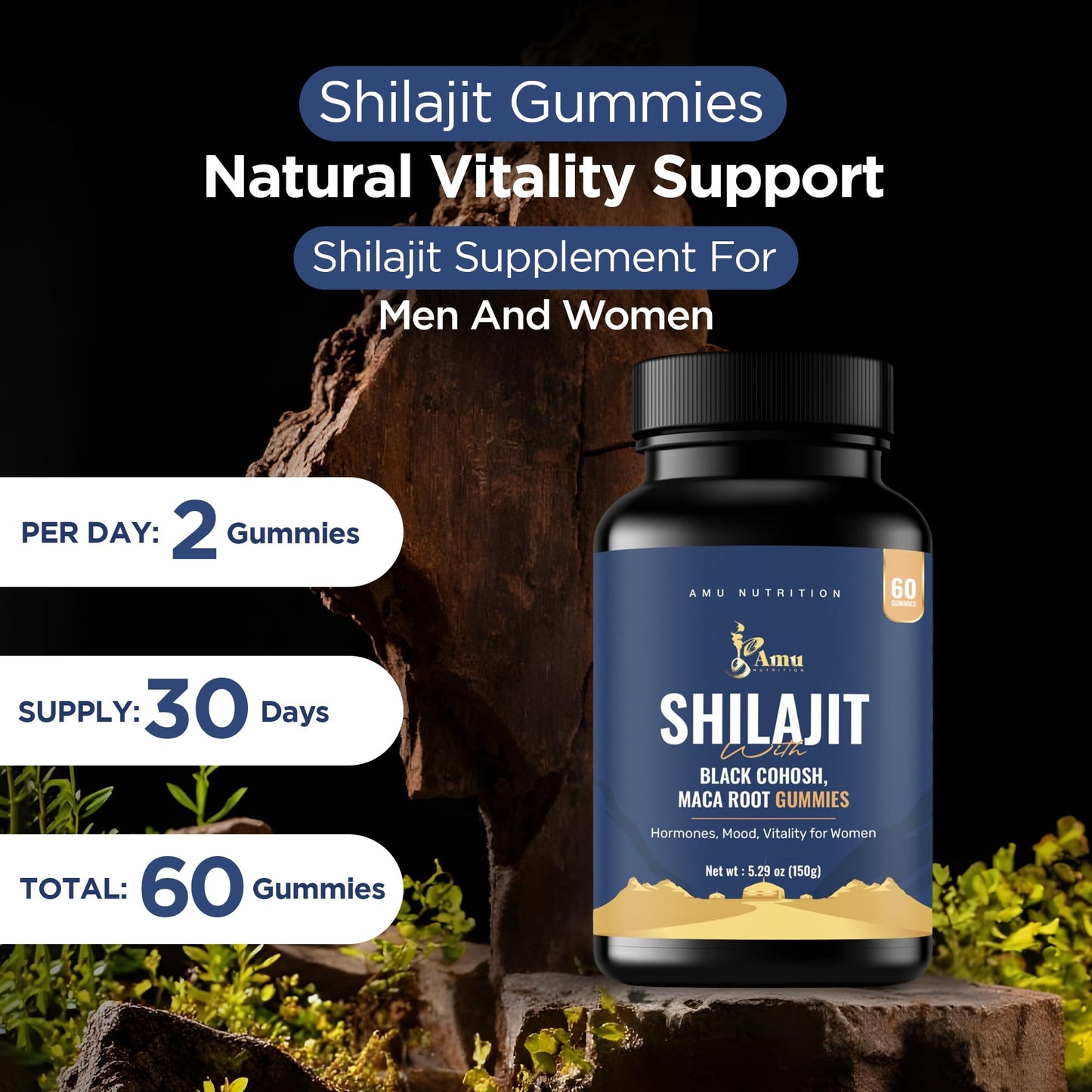 AMU NUTRITION Shilajit Gummies 60 Count