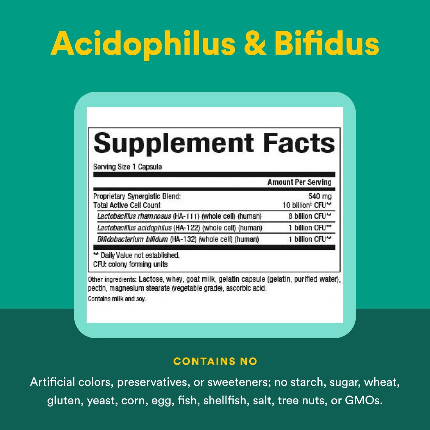 Natural Factors Acidophilus & Bifidus Double Strength Probiotic and Prebiotic Formula, 90 Capsules
