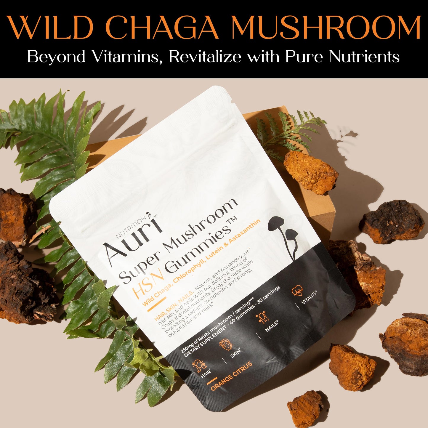 Auri Super Mushroom HSN Gummies Gummy 60 Count
