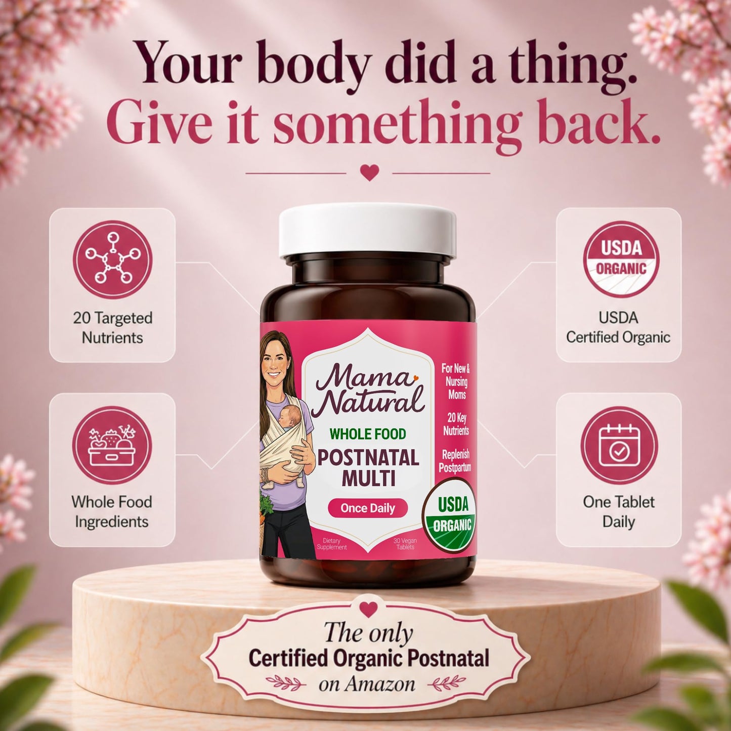 Mama Natural Organic Postnatal Vitamins for Women Capsule 1 Count