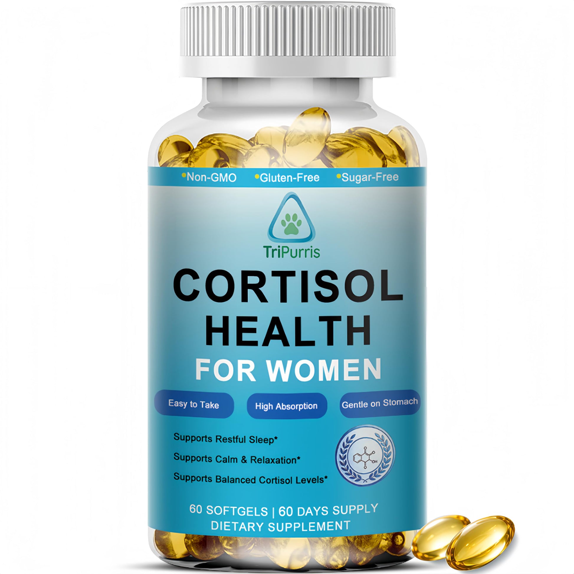 TriPurris Cortisol Supplement for Women Softgels, 60 Count