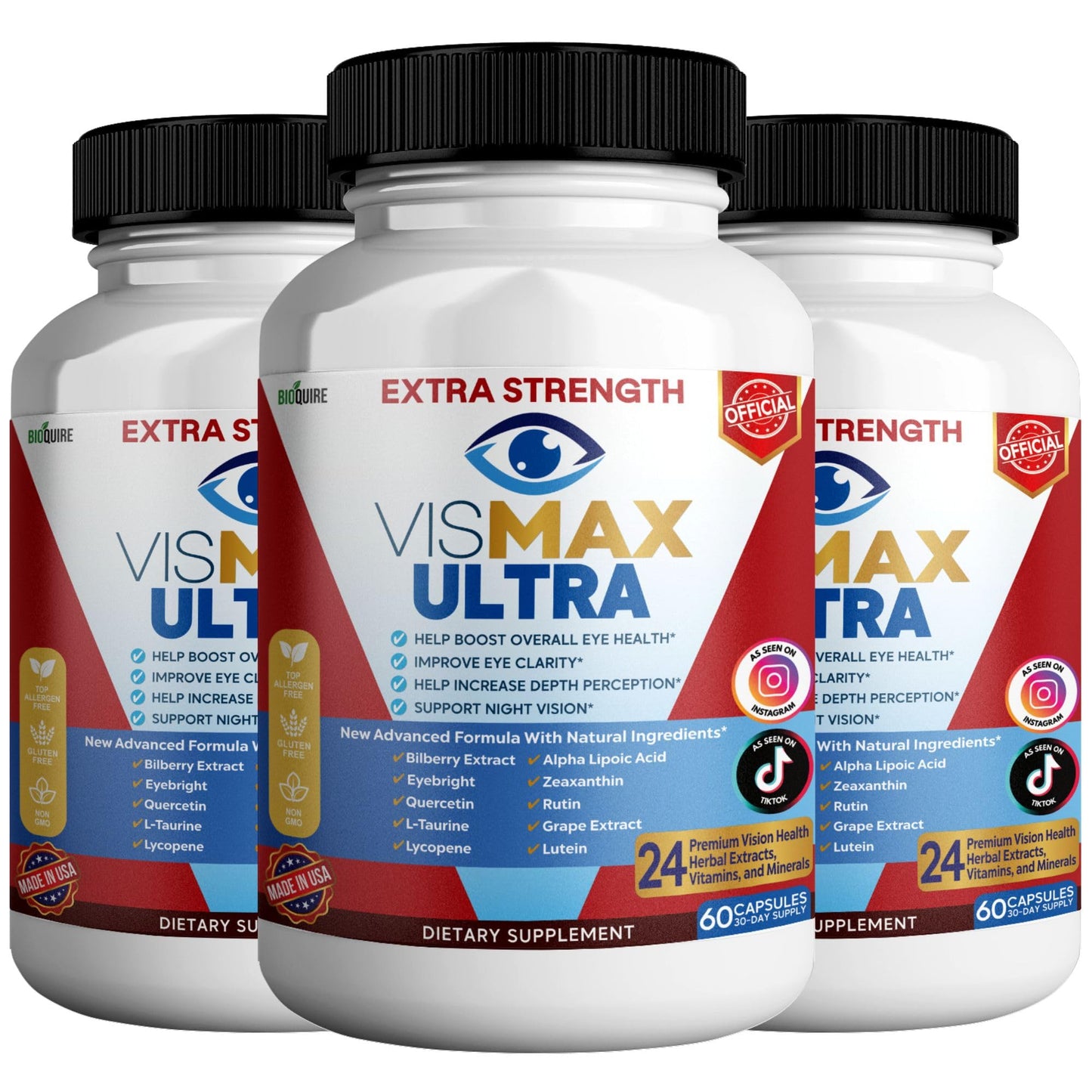 BIOQUIRE Vismax Ultra Vision Support Supplement Capsule, 60 Capsules