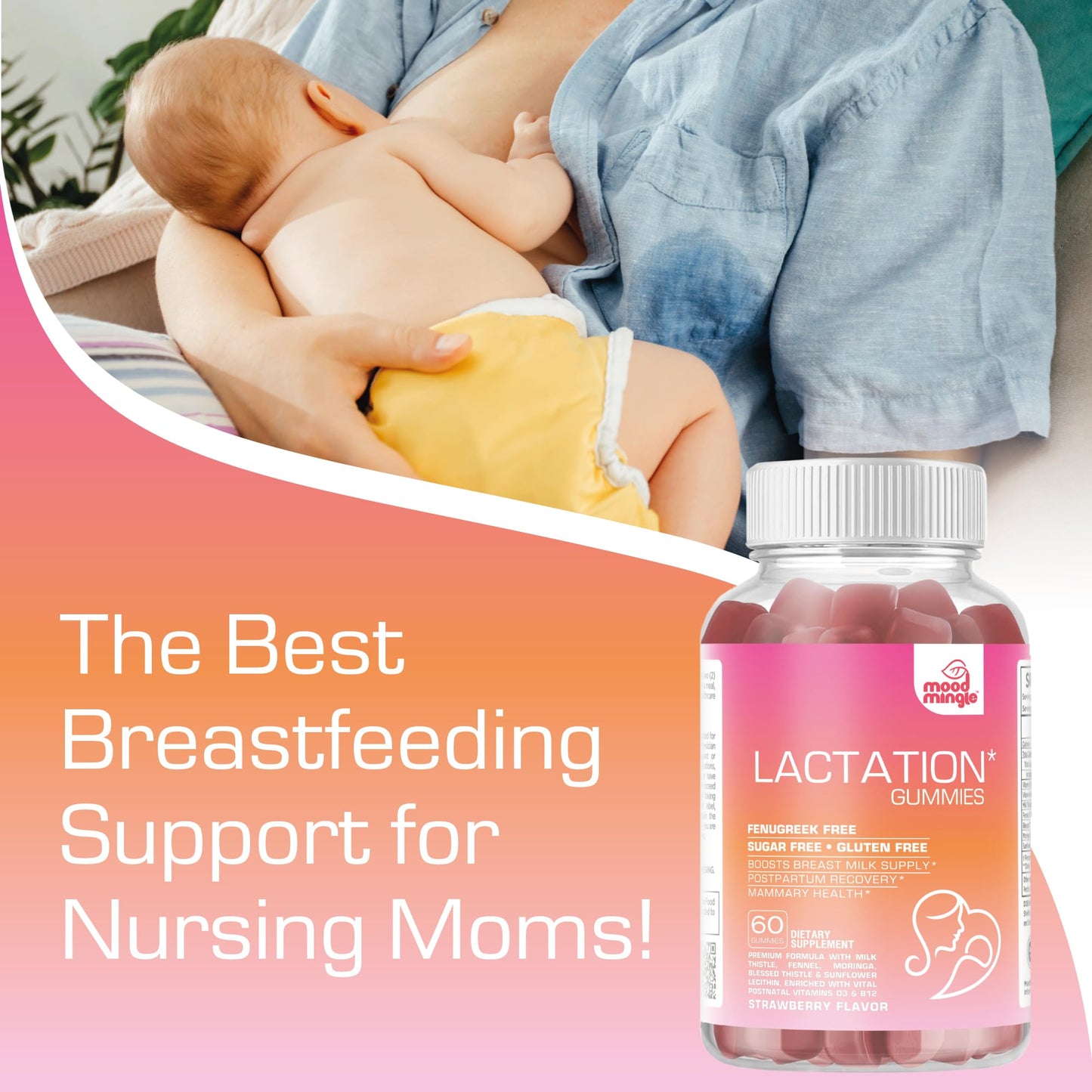 Mood Mingle Lactation and Postpartum Support Gummies, 60 Count