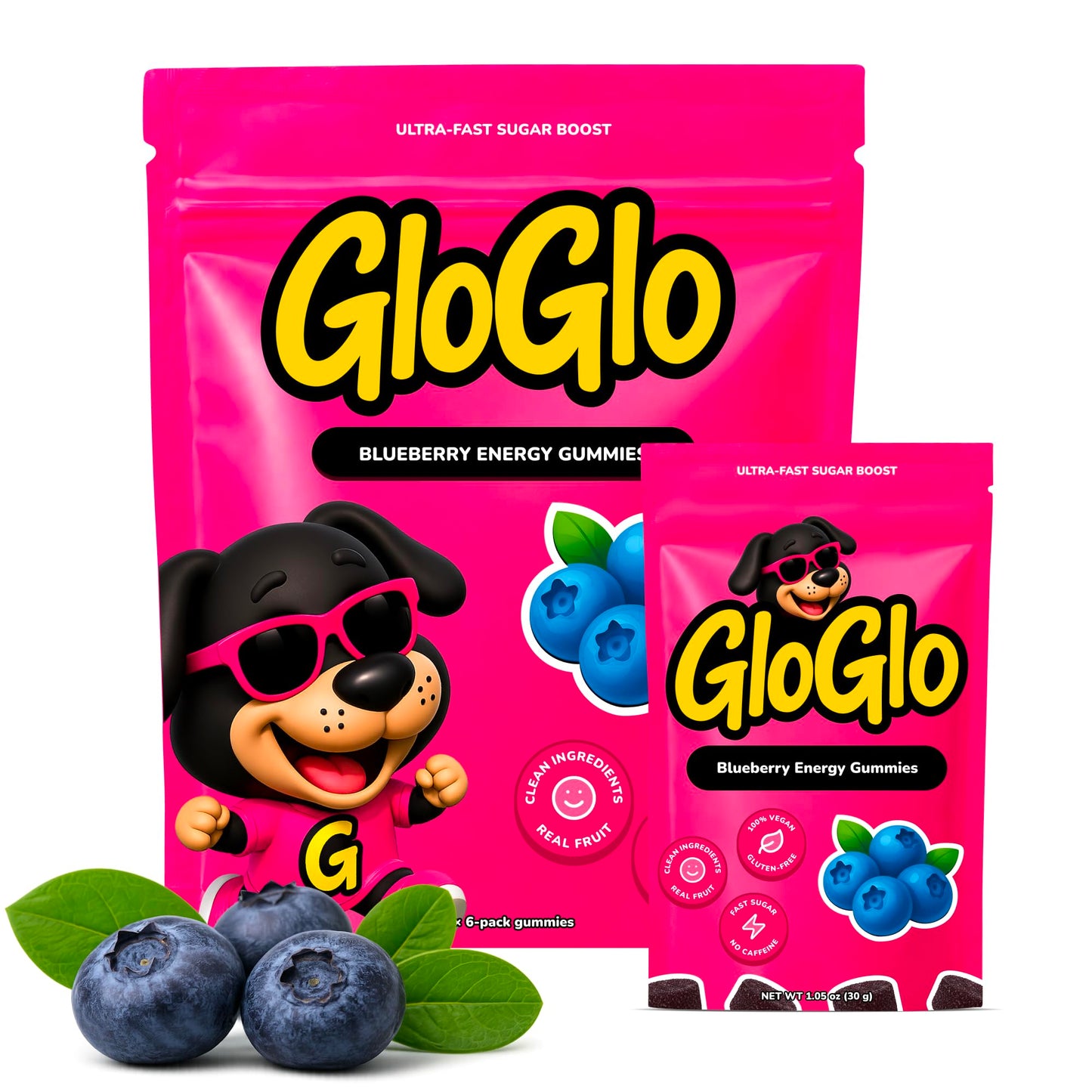 GloGlo Dextrose Energy Chews Gummy, 60 Gummies (10 Packs)