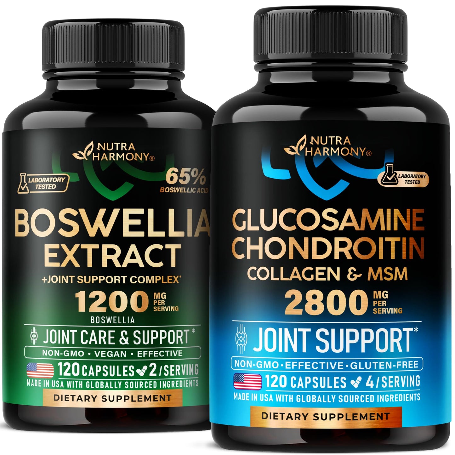 NUTRAHARMONY Glucosamine Chondroitin & Boswellia Extract, 240 Capsules