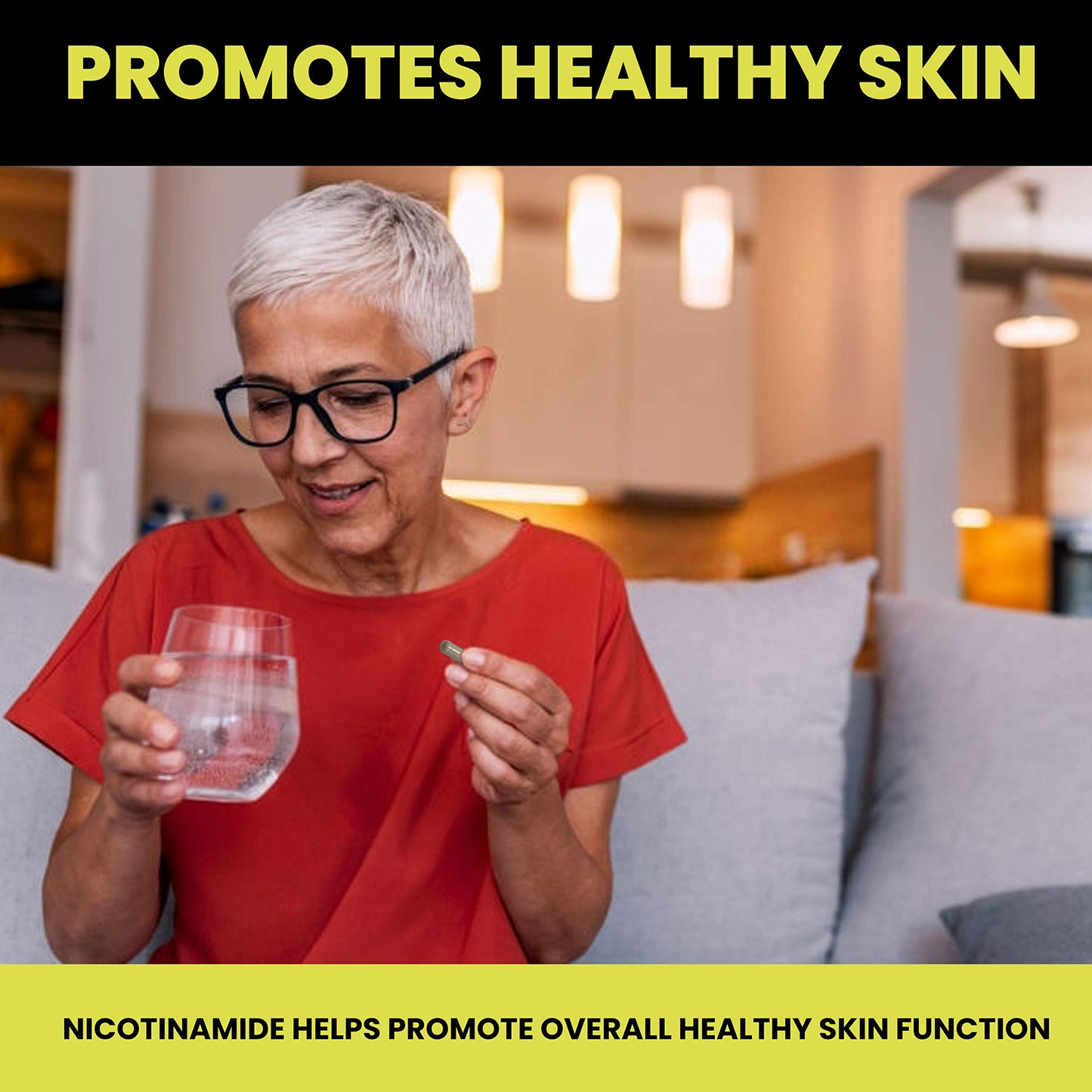 SOLDERM Nicotinamide Non-Flushing Vitamin B3 and D3 Supplement Capsules, 120 Capsules