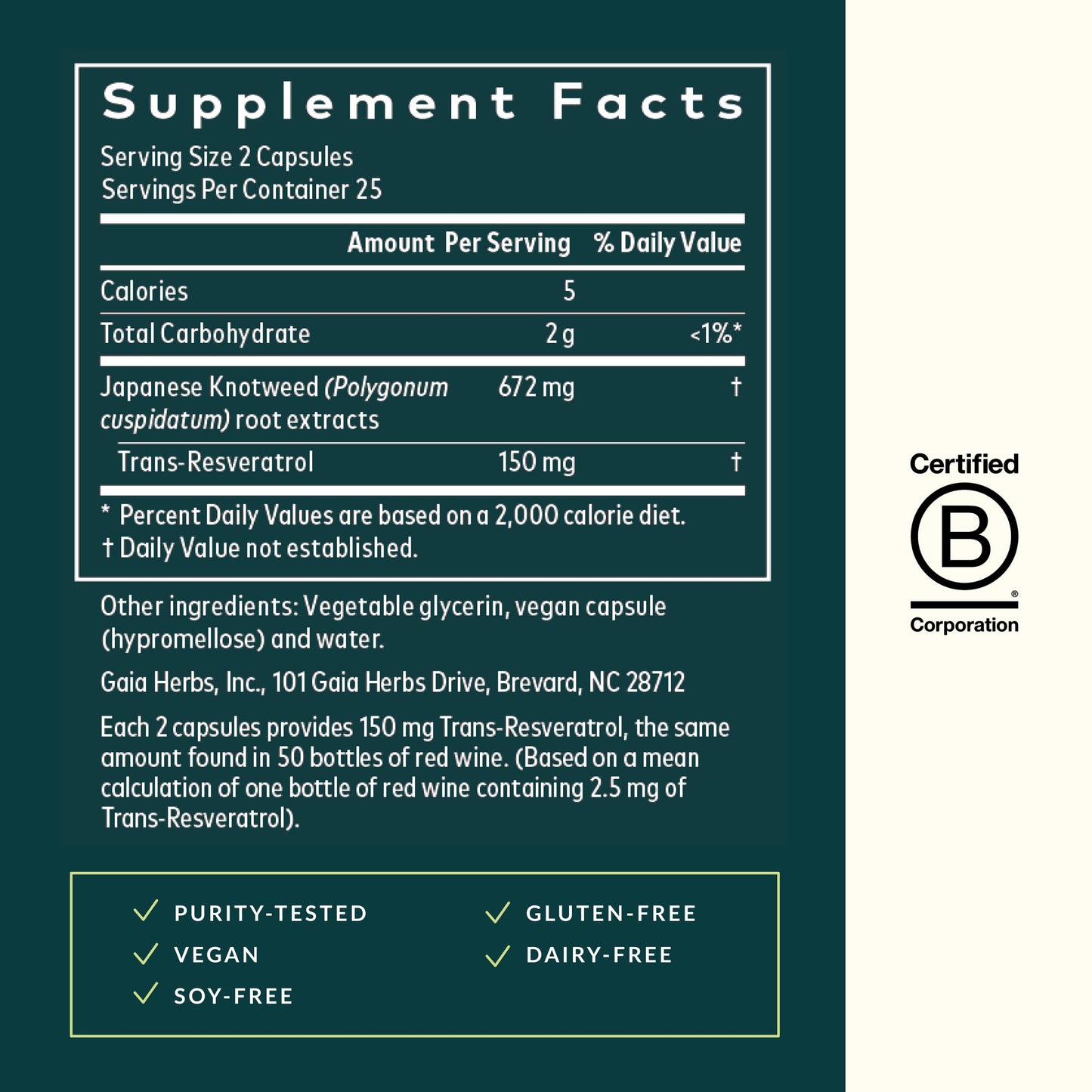 Gaia Herbs Resveratrol - Beauty & Radiance Antioxidant Support Supplement Made with Japanese Knotweed, 150 mg Trans-Resveratrol per Serving, 50 Capsules