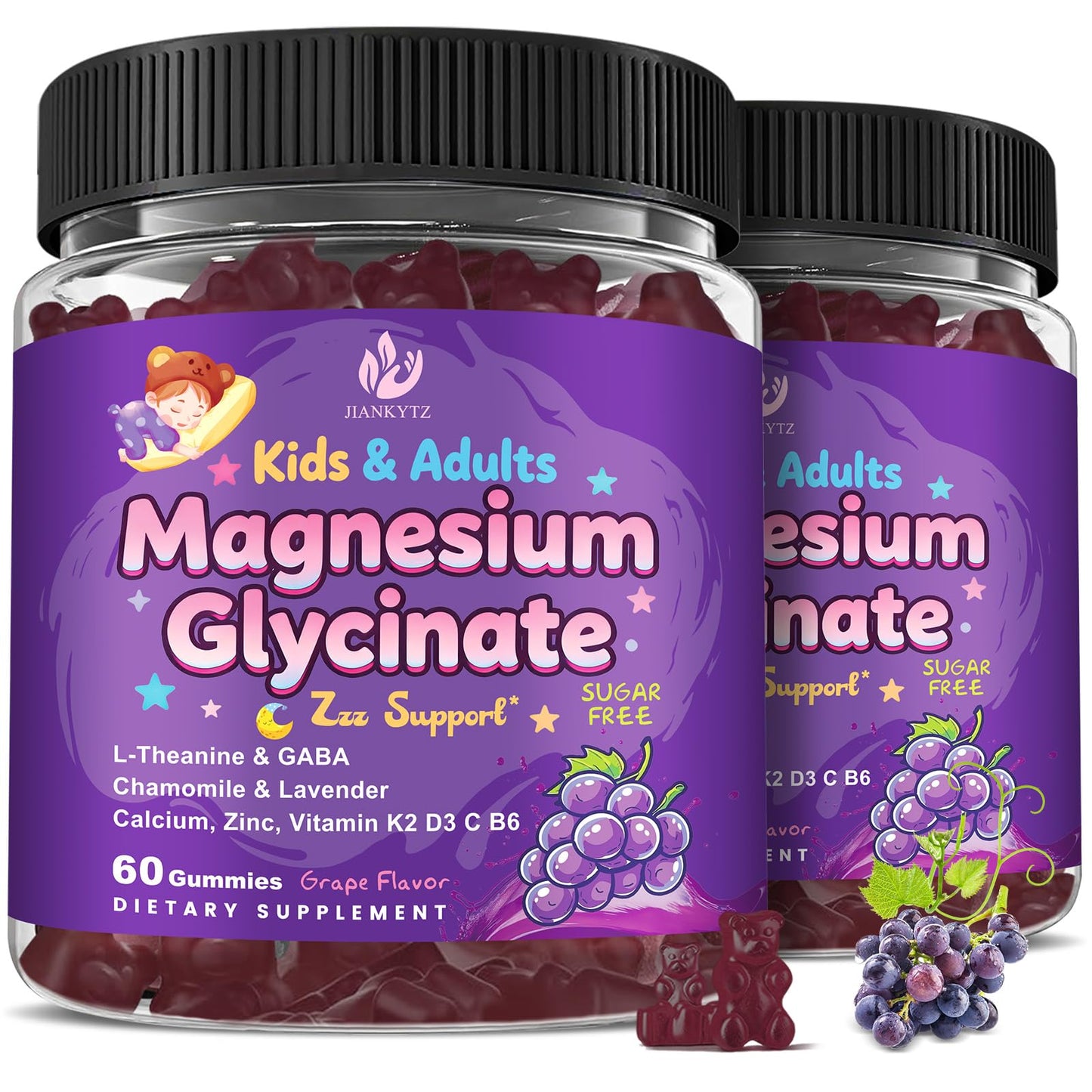 JIANKYTZ Magnesium Glycinate Gummies Sugar Free, 120 Gummies