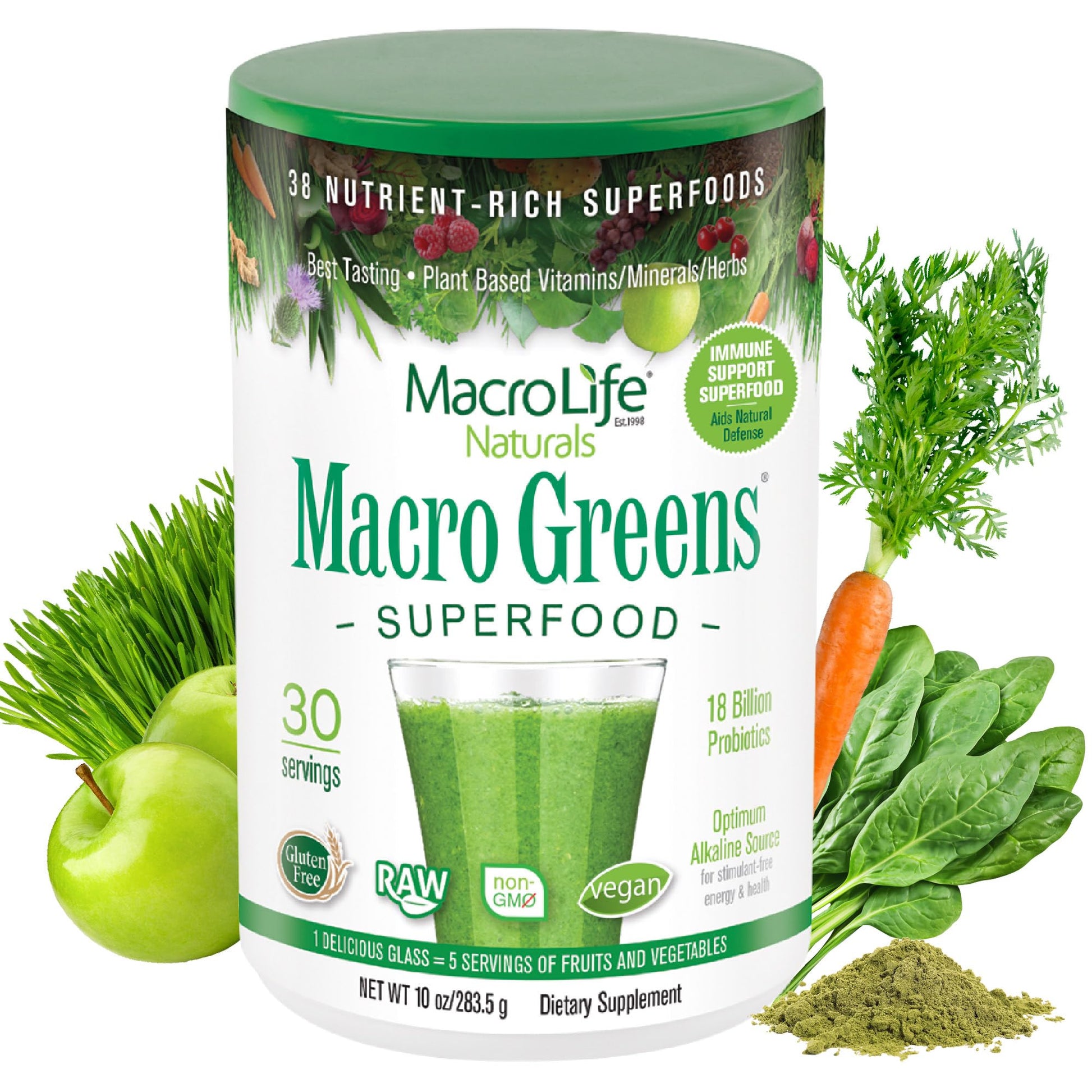 MacroLife Naturals Macro Greens Powder, 10 oz