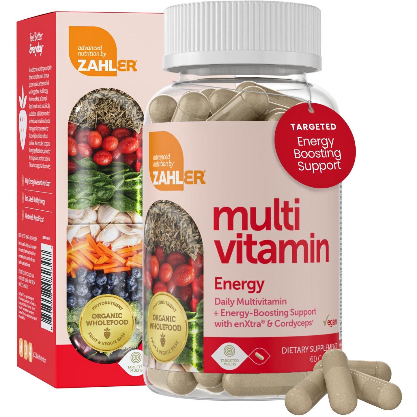 Zahler Daily Multivitamin for Women & Men with Energy Vitamins, Minerals & Iron, 60 Capsules