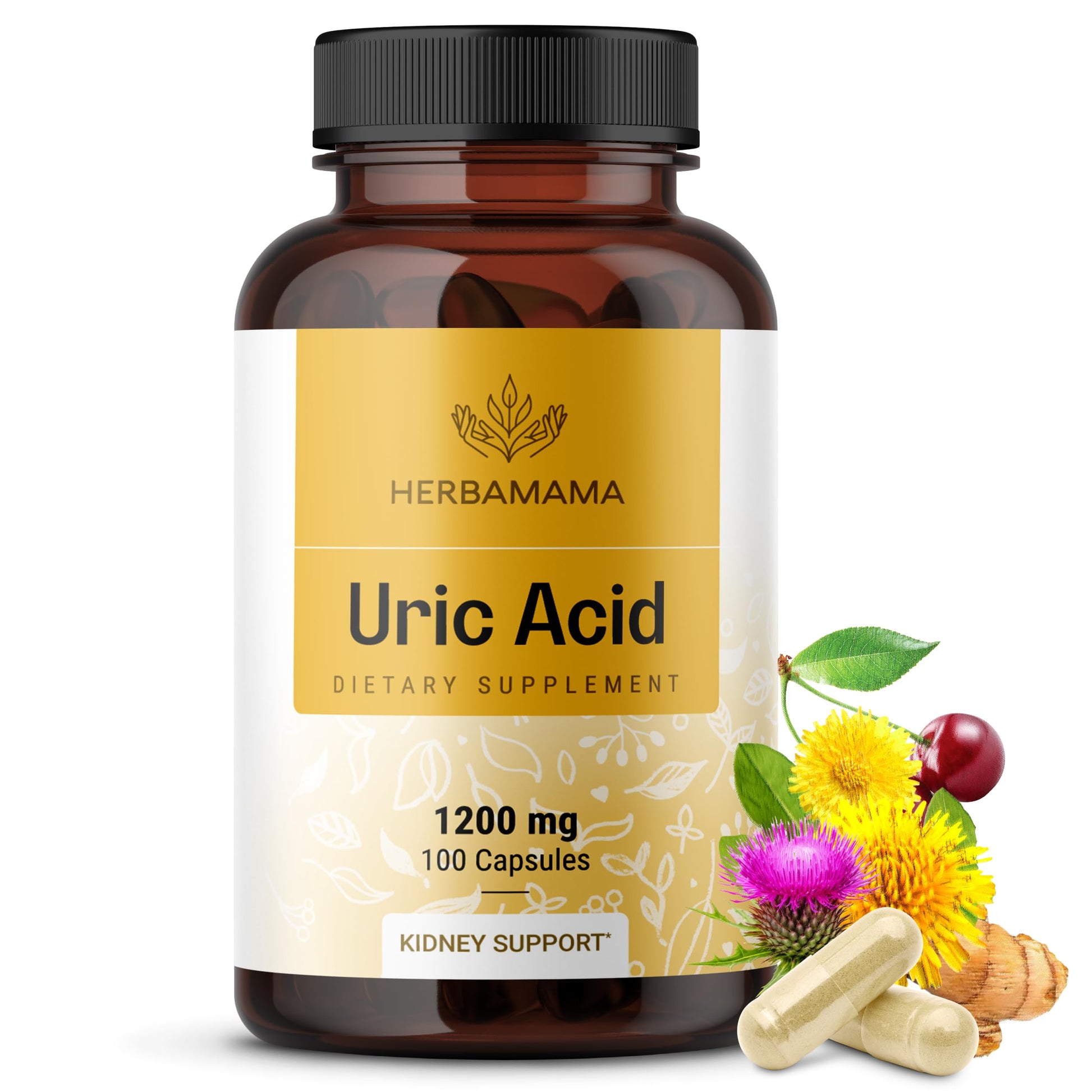 HERBAMAMA Uric Acid Cleanse Capsules 100 Count