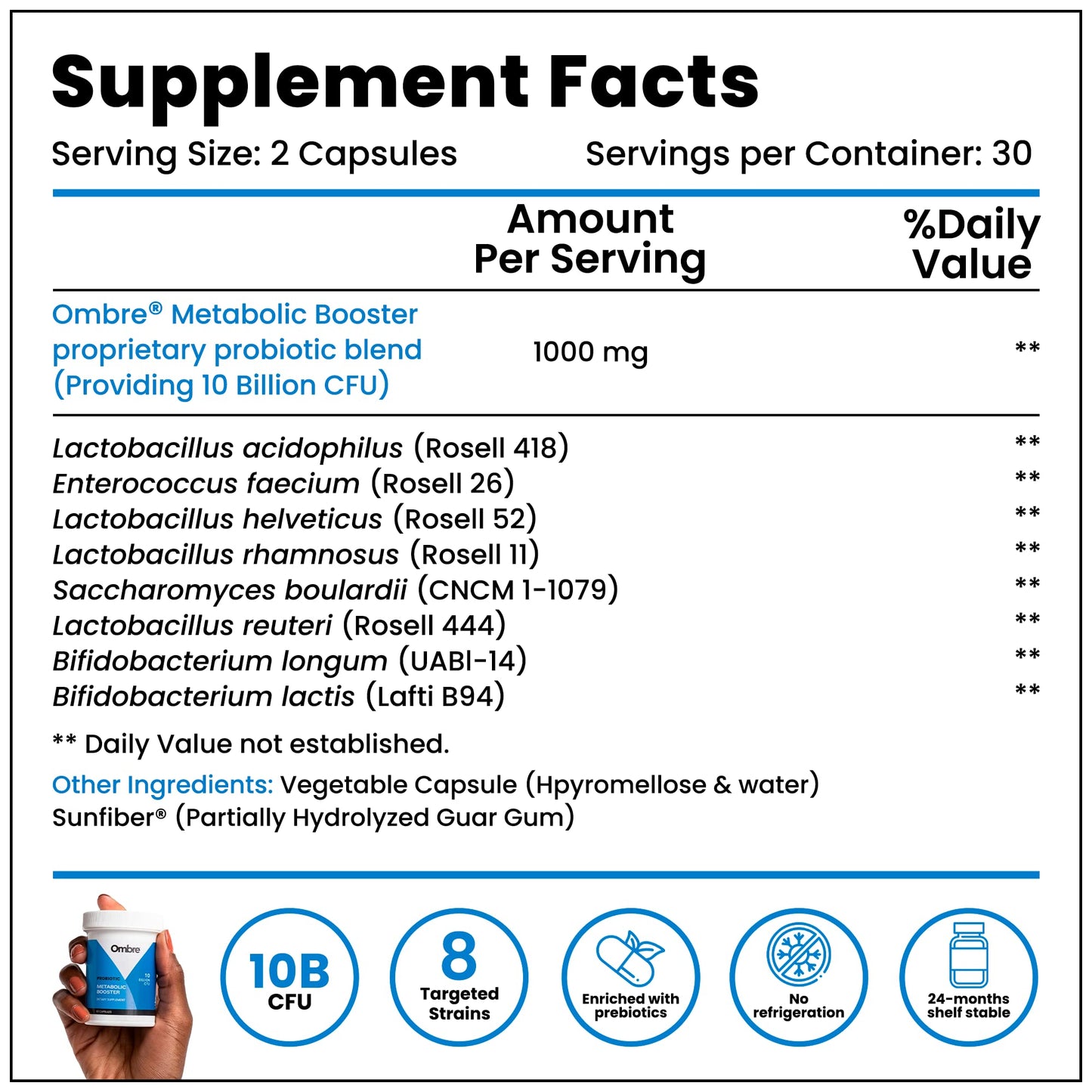Ombre Metabolic Booster Probiotic Capsule 1 Count