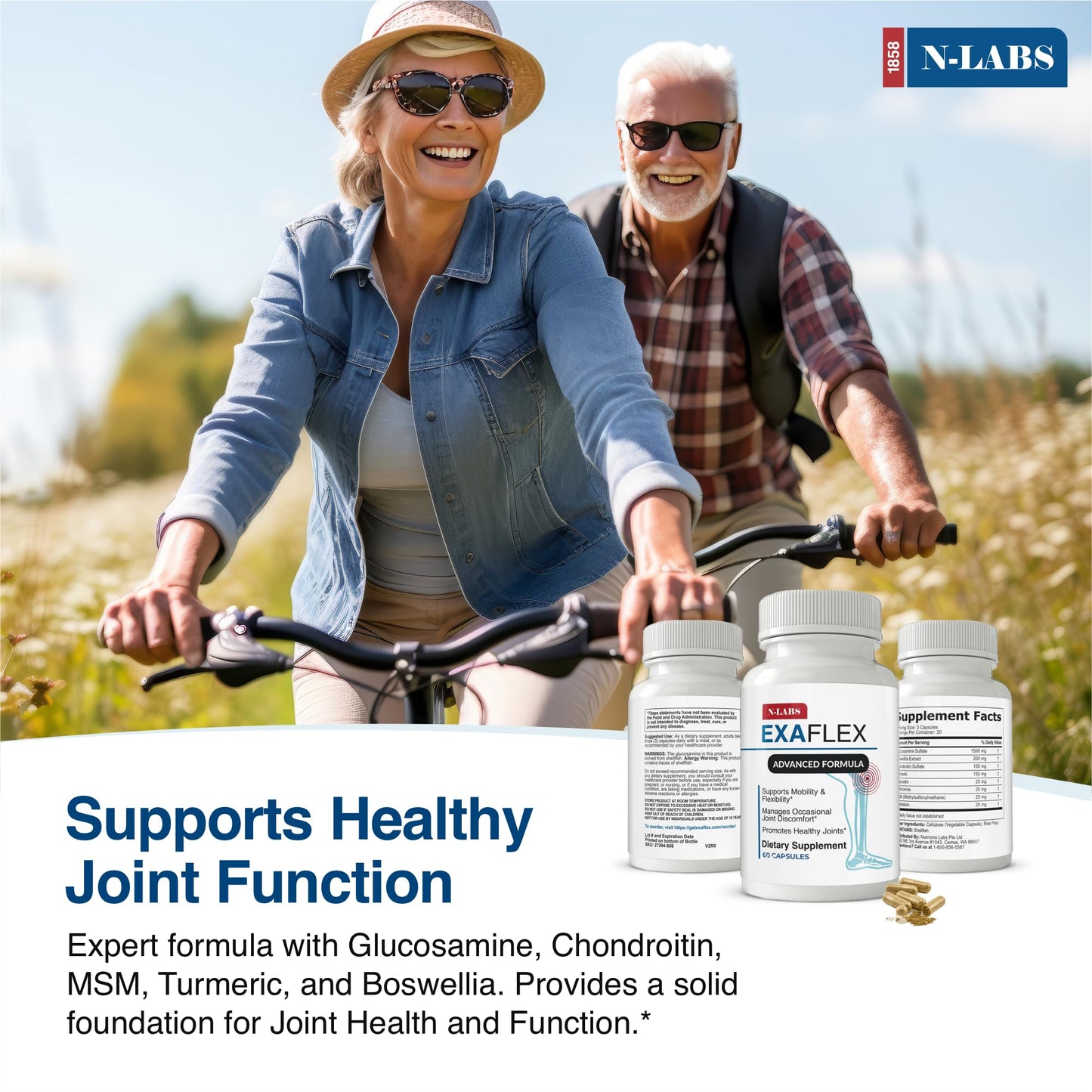 N-Labs ExaFlex Glucosamine Chondroitin MSM, Bromelain Capsules 60 Capsules