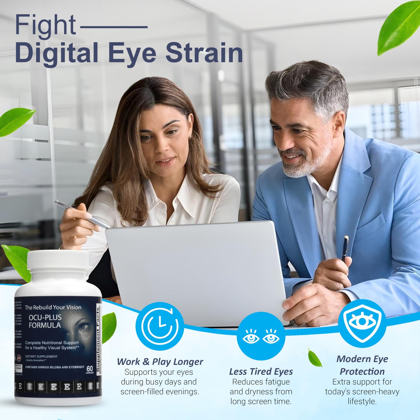 Rebuild Your Vision Ocu-Plus Formula Eye Health Supplement with Lutein & Zeaxanthin, 60 Capsules