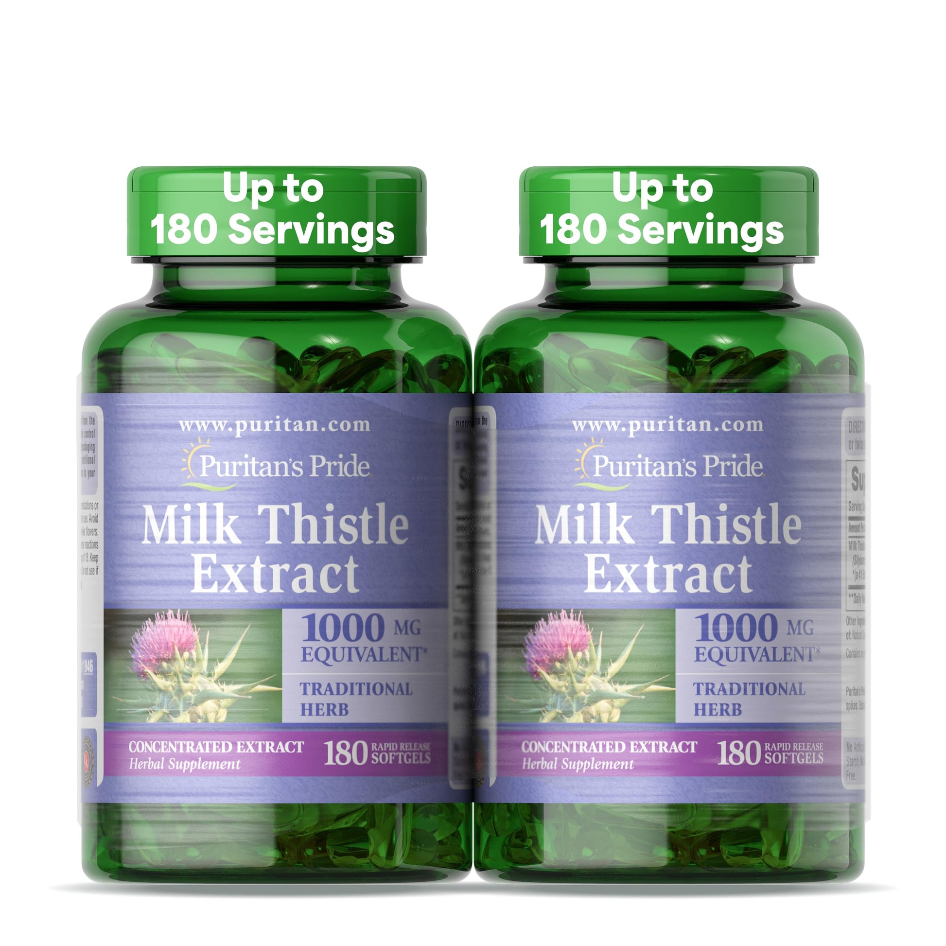 Puritan's Pride Milk Thistle Silymarin 4:1 Concentration Extract 200mg (1000 mg Equivalent) Softgels 360