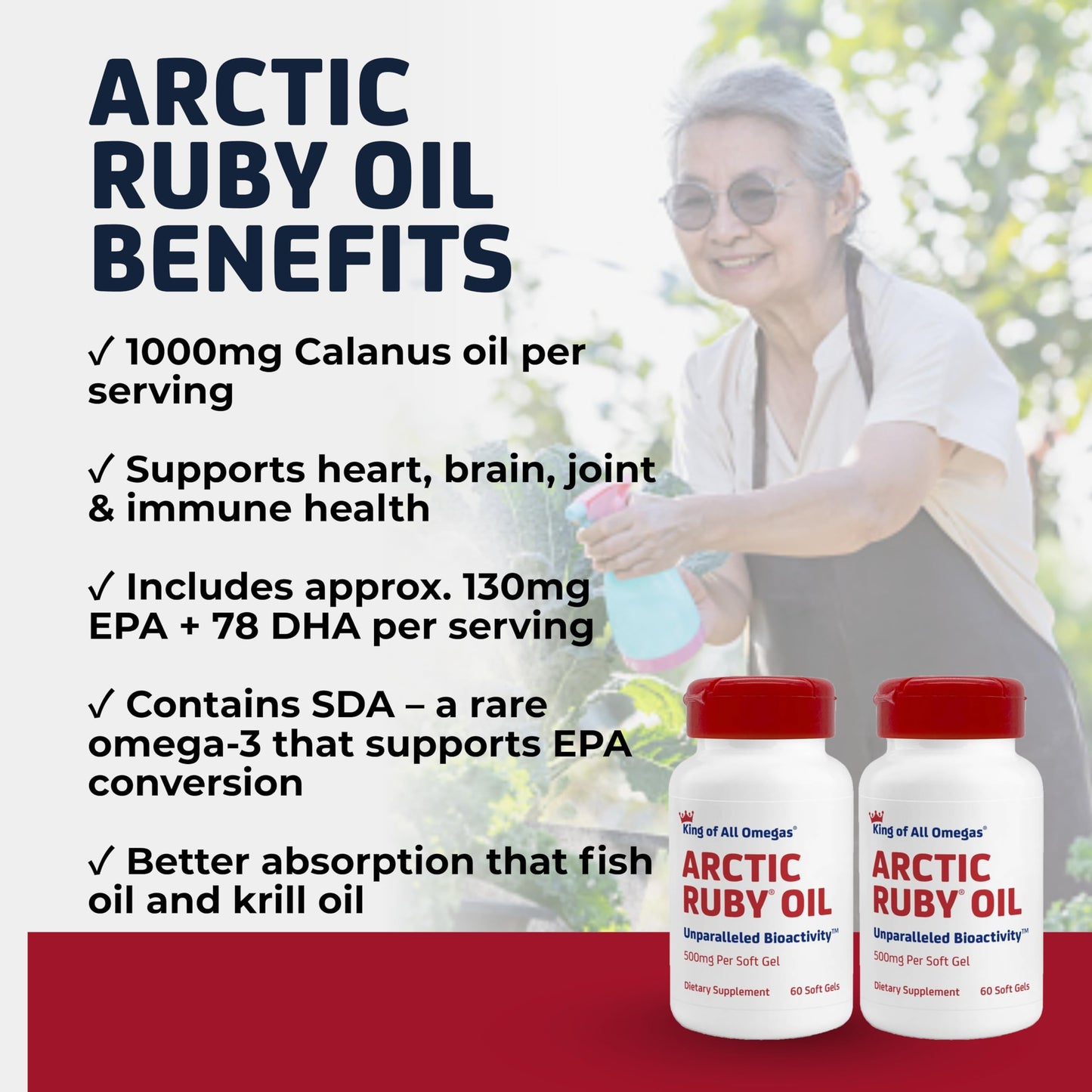 Immunocorp Arctic Ruby Oil Omega-3 Supplement with Astaxanthin 2mg Softgels 120 Count