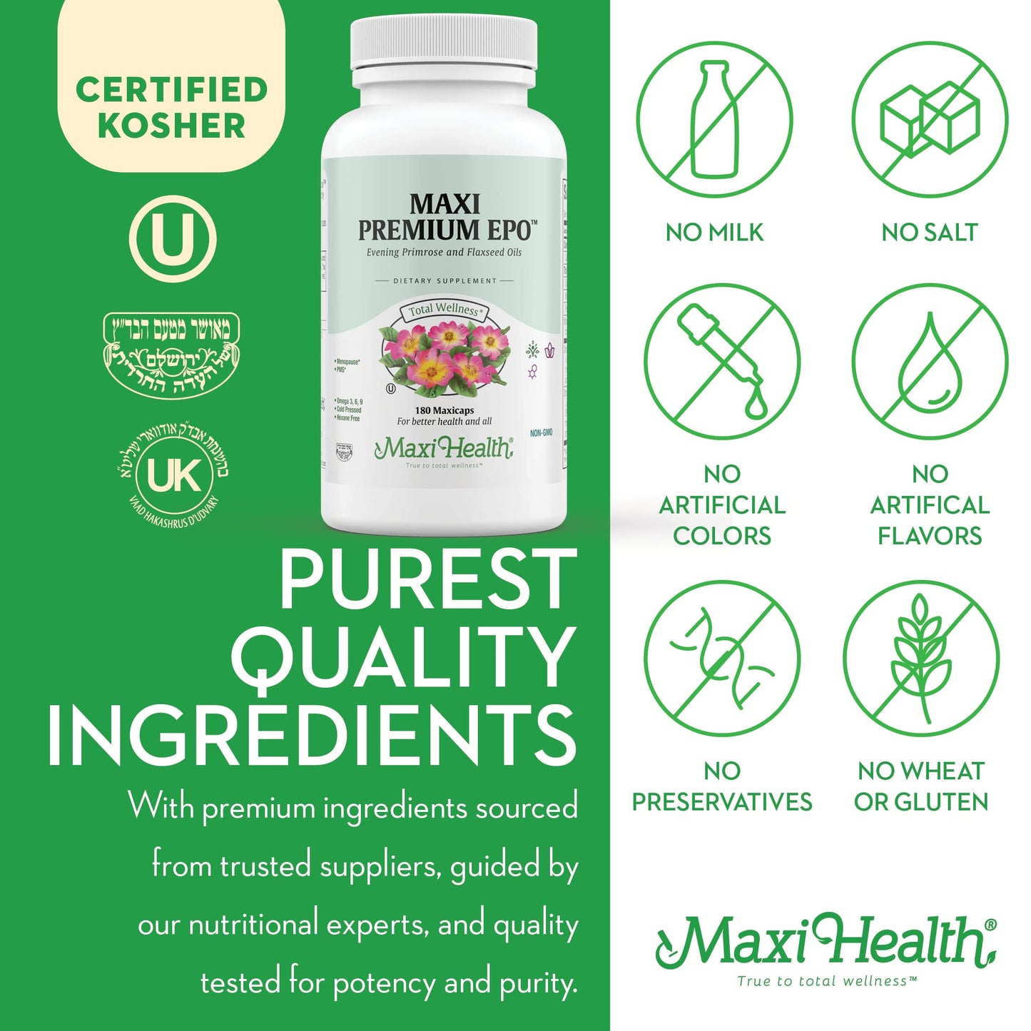 Maxi Health Organic Evening Primrose Oil Softgel 180 Count