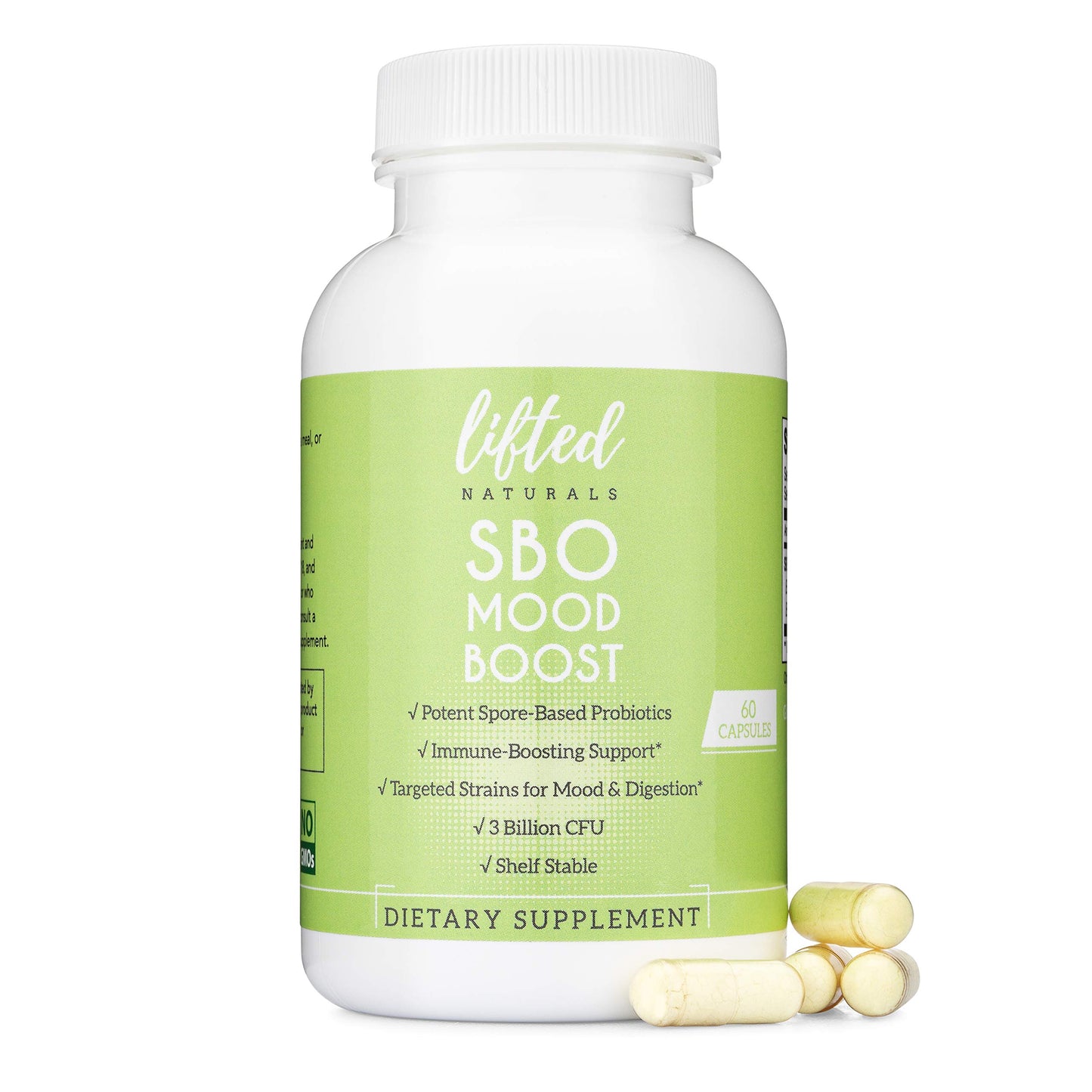 Lifted Naturals SBO Mood Boost Spore-Based Probiotic Capsules 60 Count