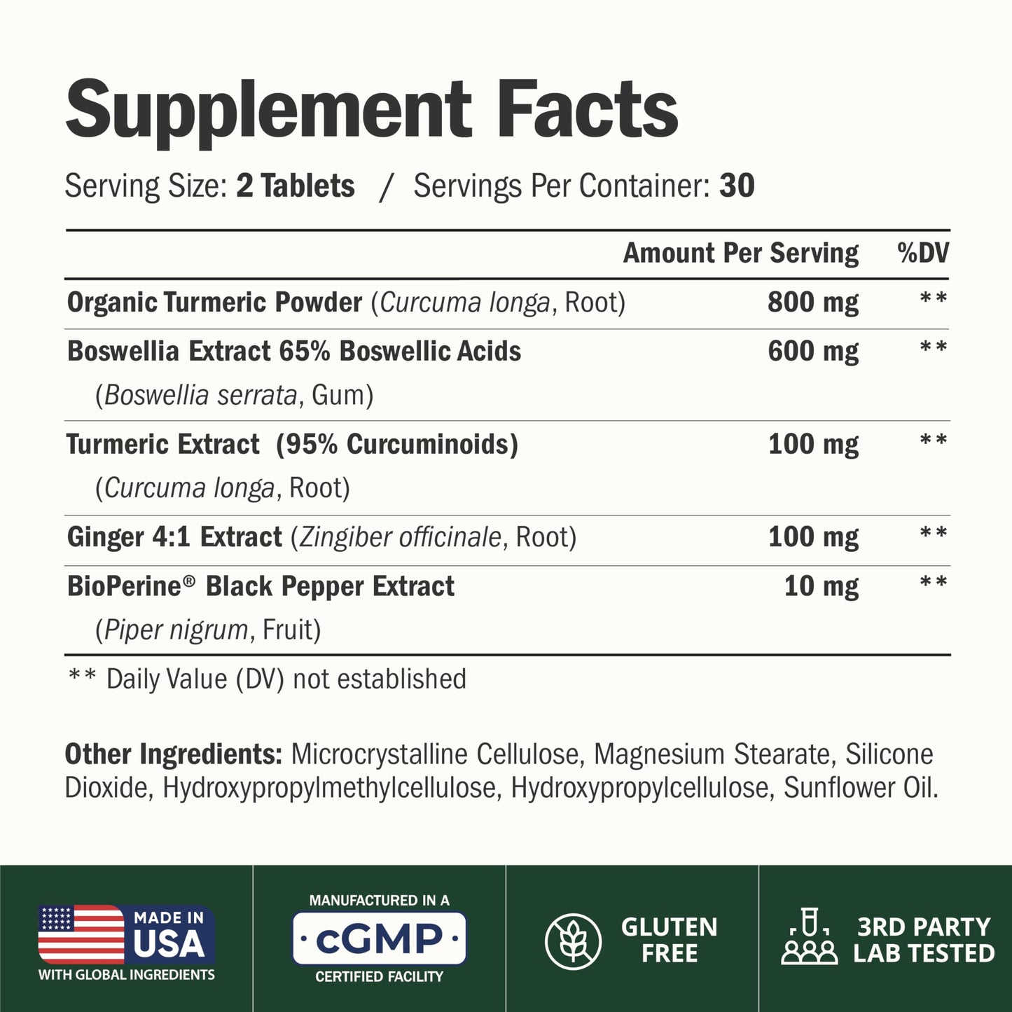 Vimerson Health Boswellia Serrata Turmeric Curcumin Supplement Tablet 60 Tablets