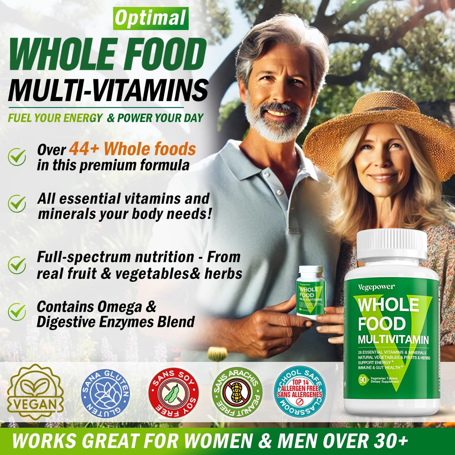 VEGEPOWER Whole Food Multivitamin + Iron Gummies 90 Count
