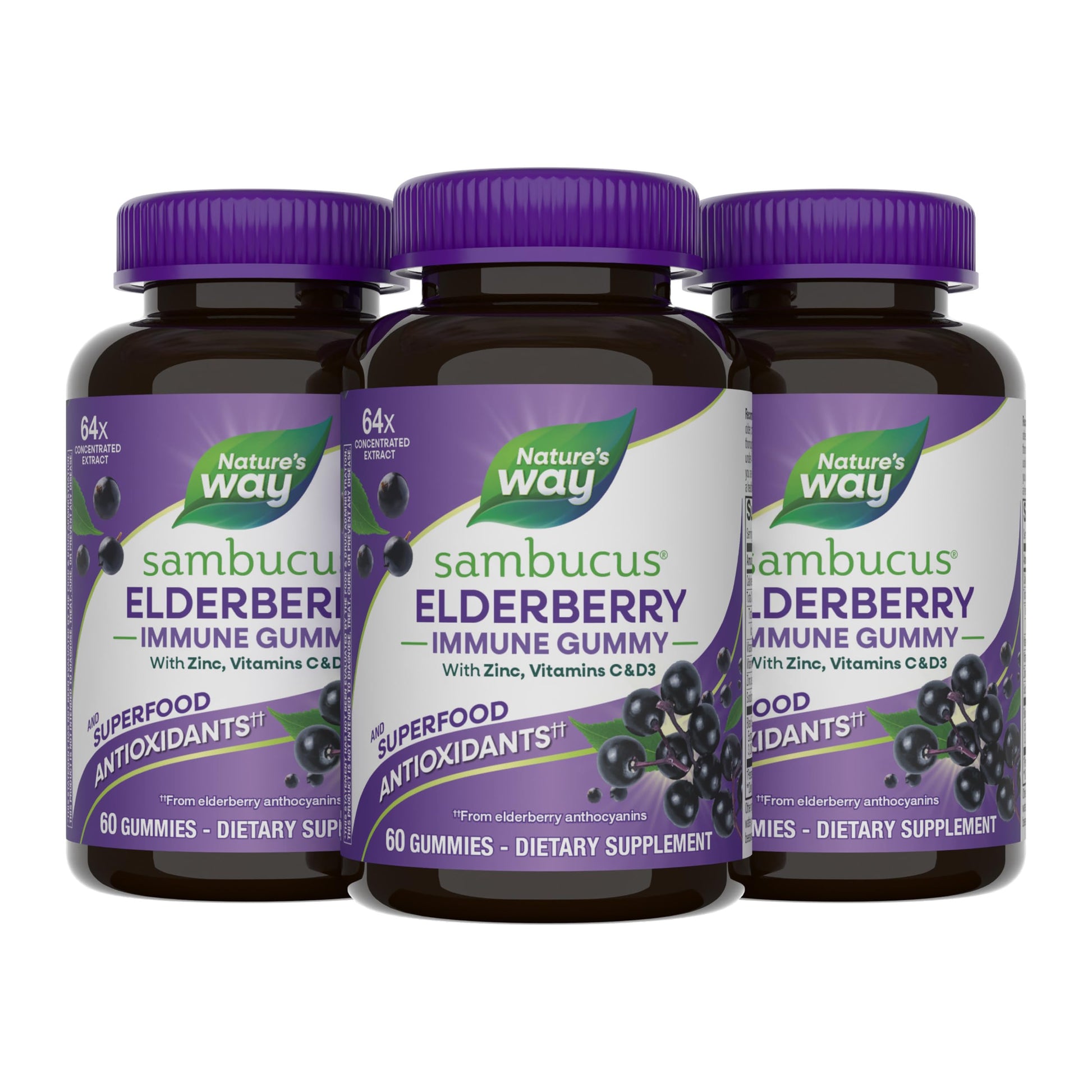 Nature's Way Sambucus Elderberry Gummies Immune Support, 180 Gummies