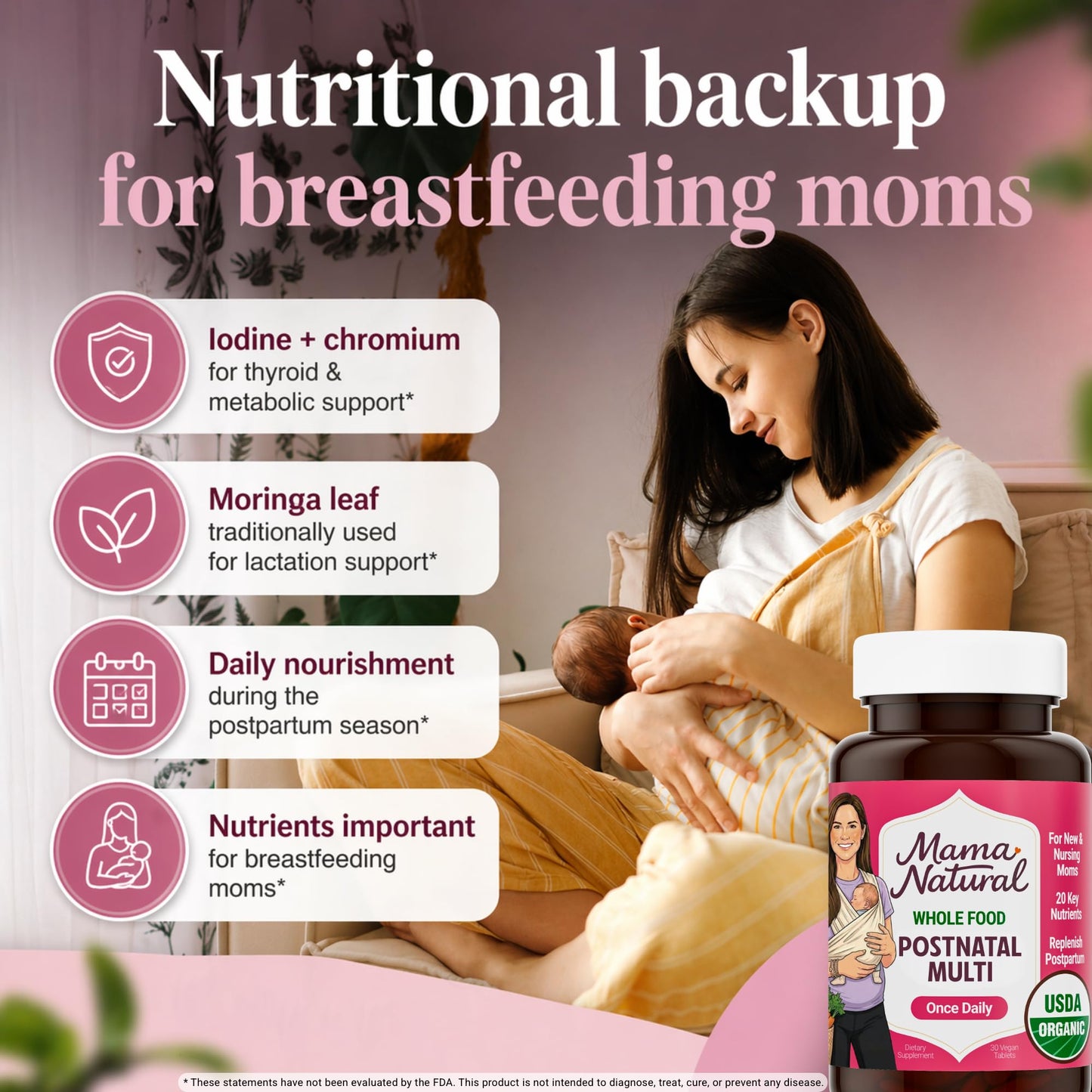 Mama Natural Organic Postnatal Vitamins for Women Capsule 1 Count