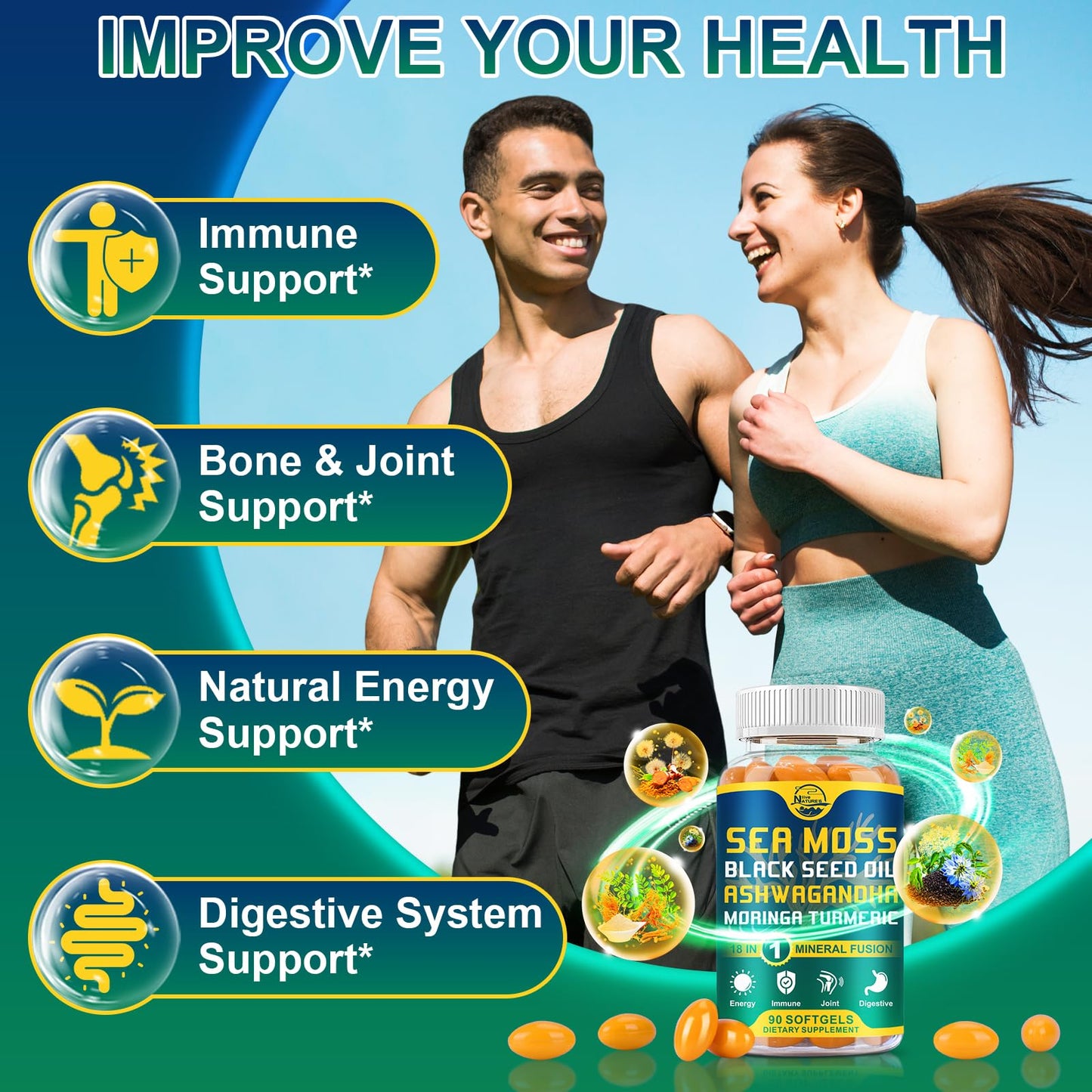 Nature's live Organic Sea Moss Softgels 90 Count