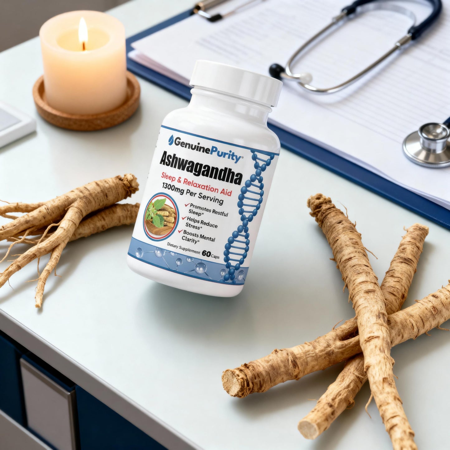 GenuinePurity Organic Ashwagandha Supplement Capsule 60 Count