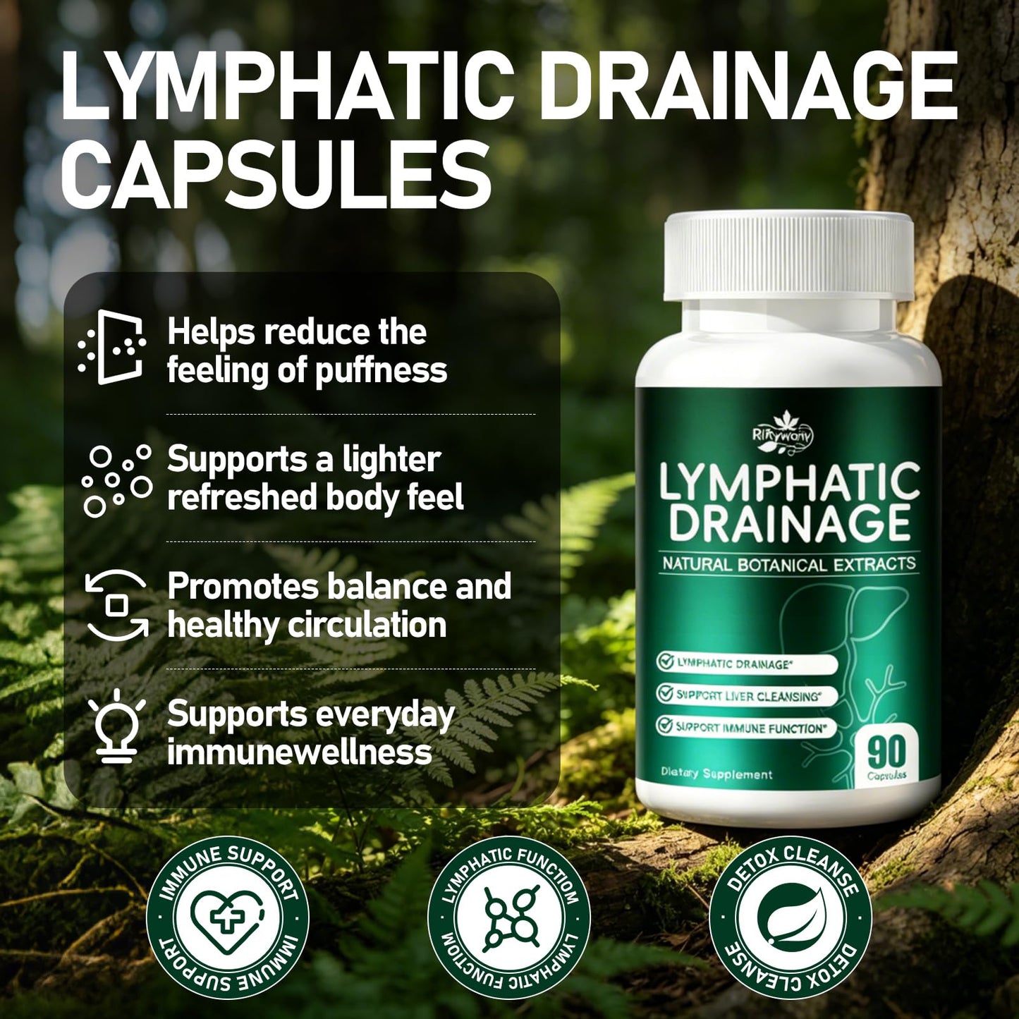 RiRywony Lymphatic Drainage and Liver Cleanse Detox Repair Capsules with Echinacea Softgel 1 Count
