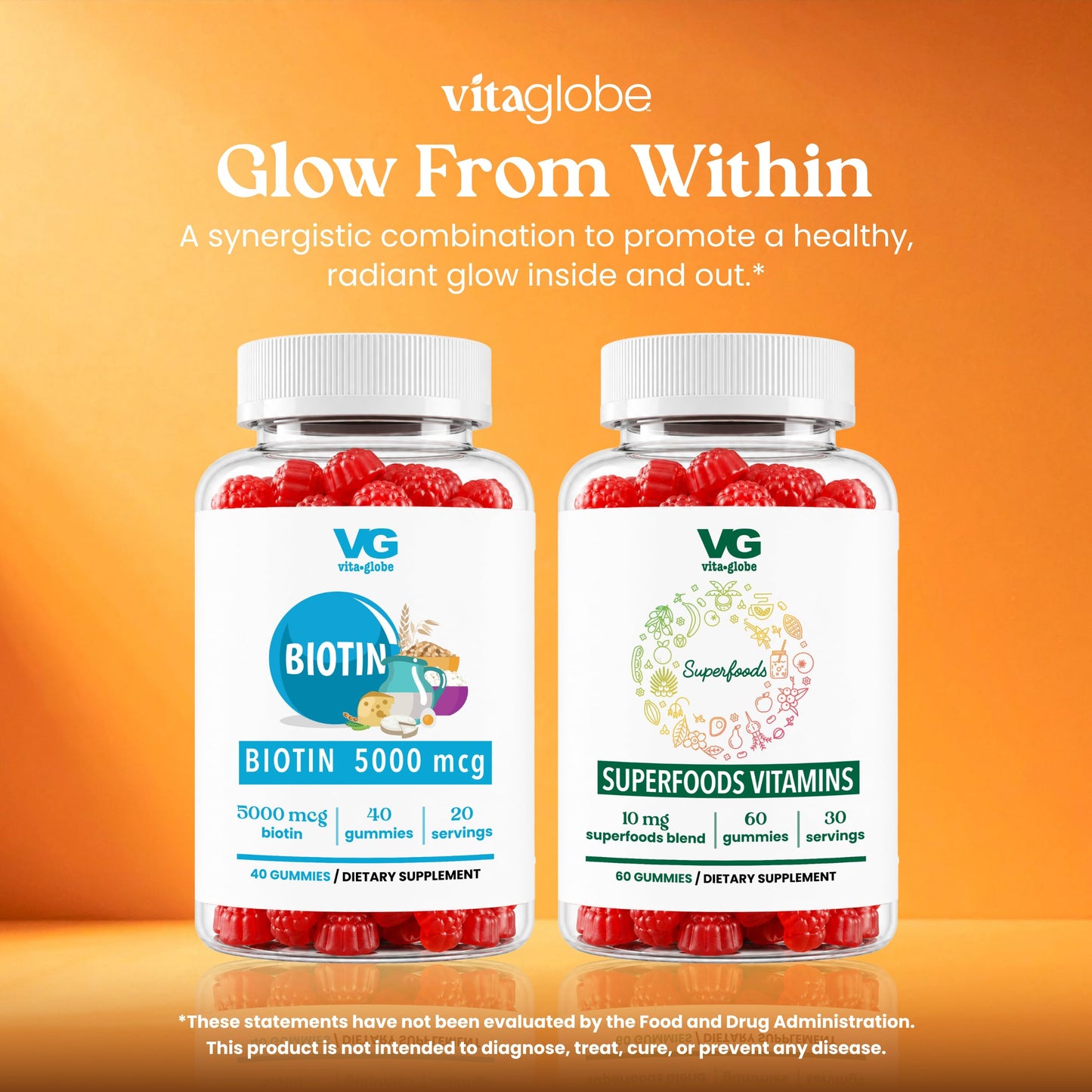 VITA GLOBE Biotin 5000 mcg Gummy Vitamins, 40 Count