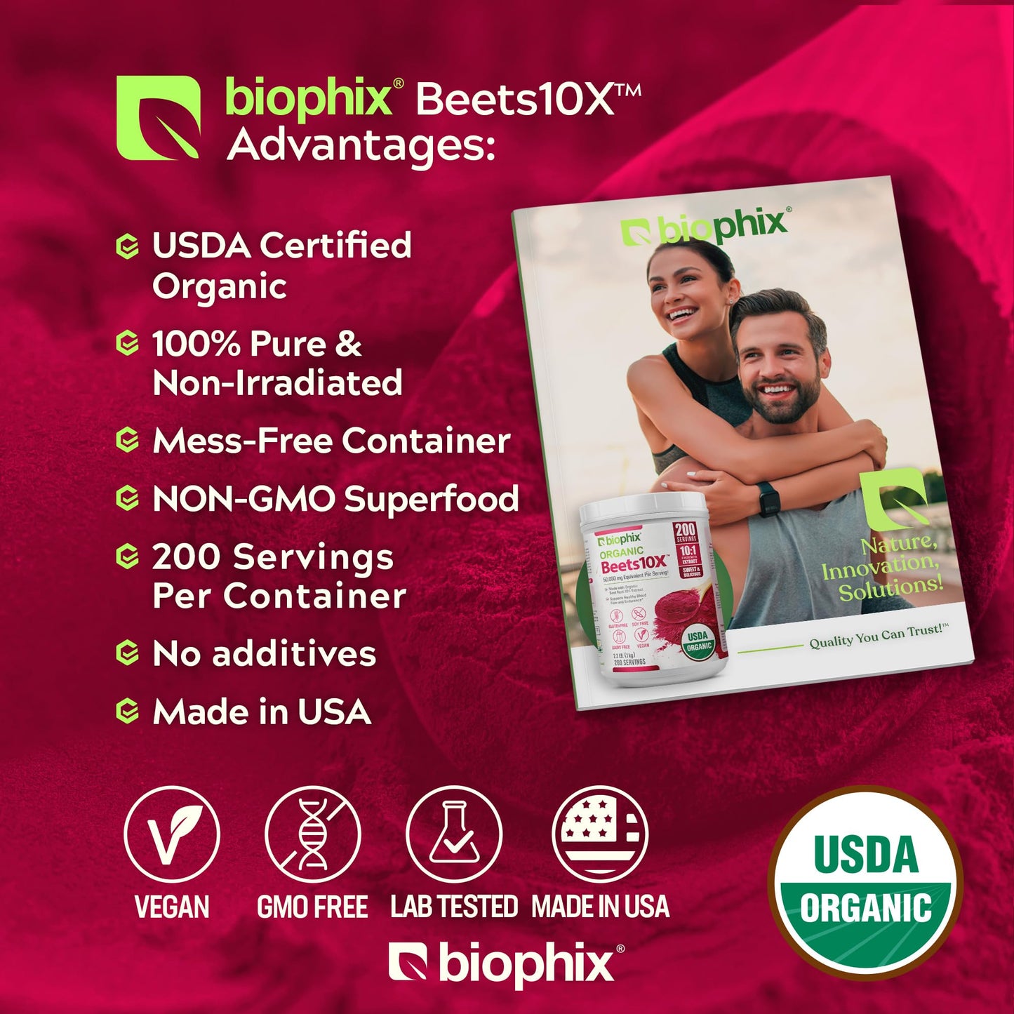 Biophix Organic Beets 10X Beet Root Powder, 2.2 lb, 35.2