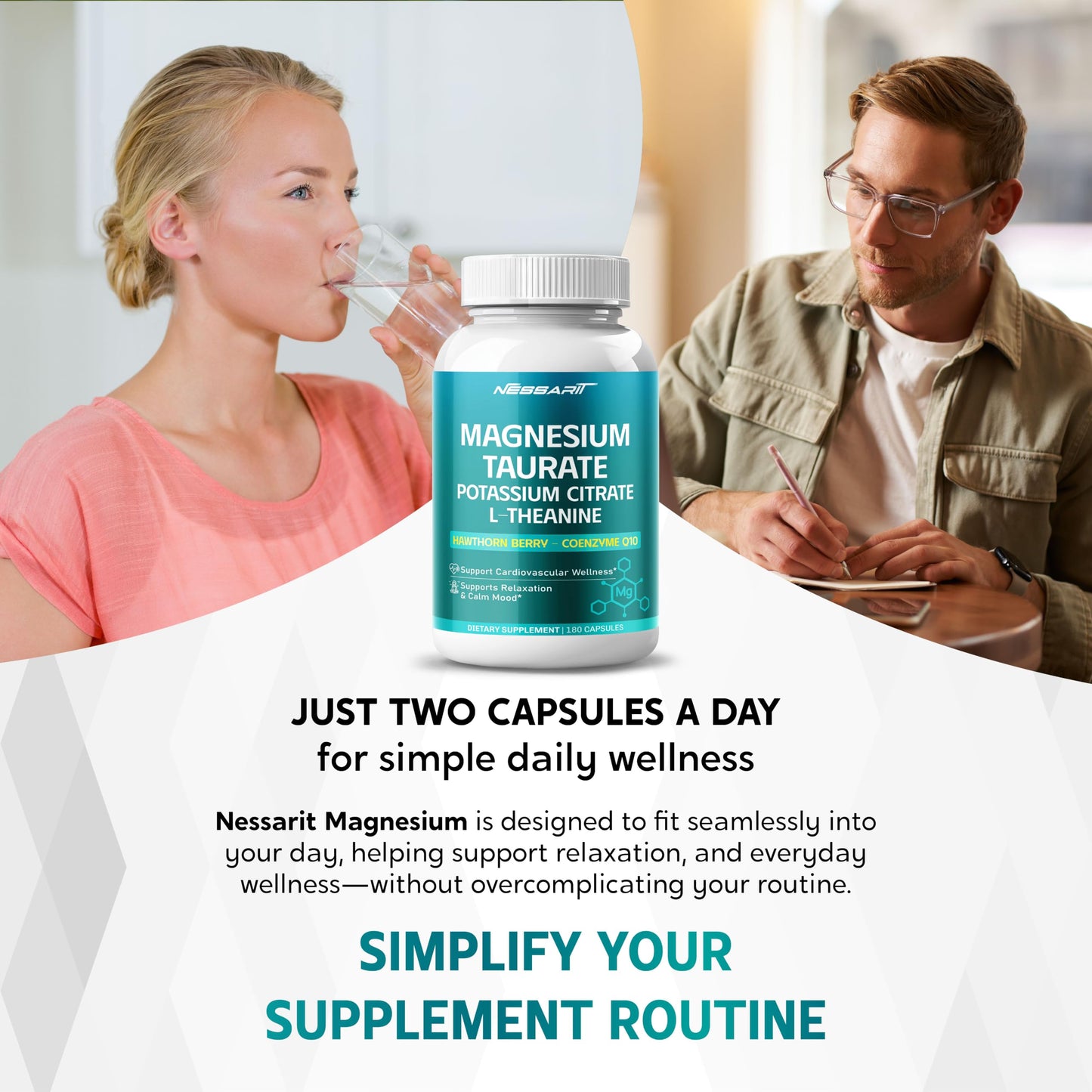NESSARIT Magnesium Taurate Complex Capsules, 180 Count