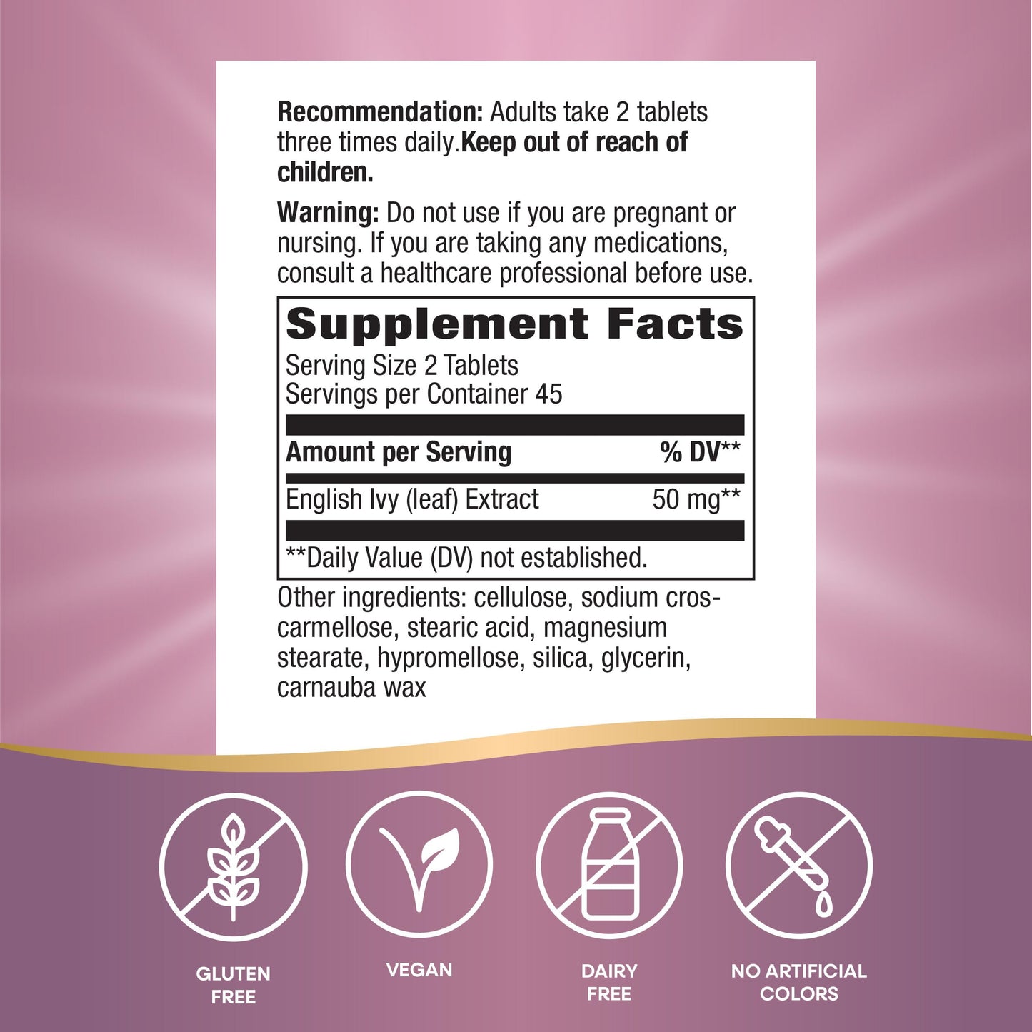 Nature's Way Ivy Extract from English Ivy Leaf Tablets, 90 Tablets