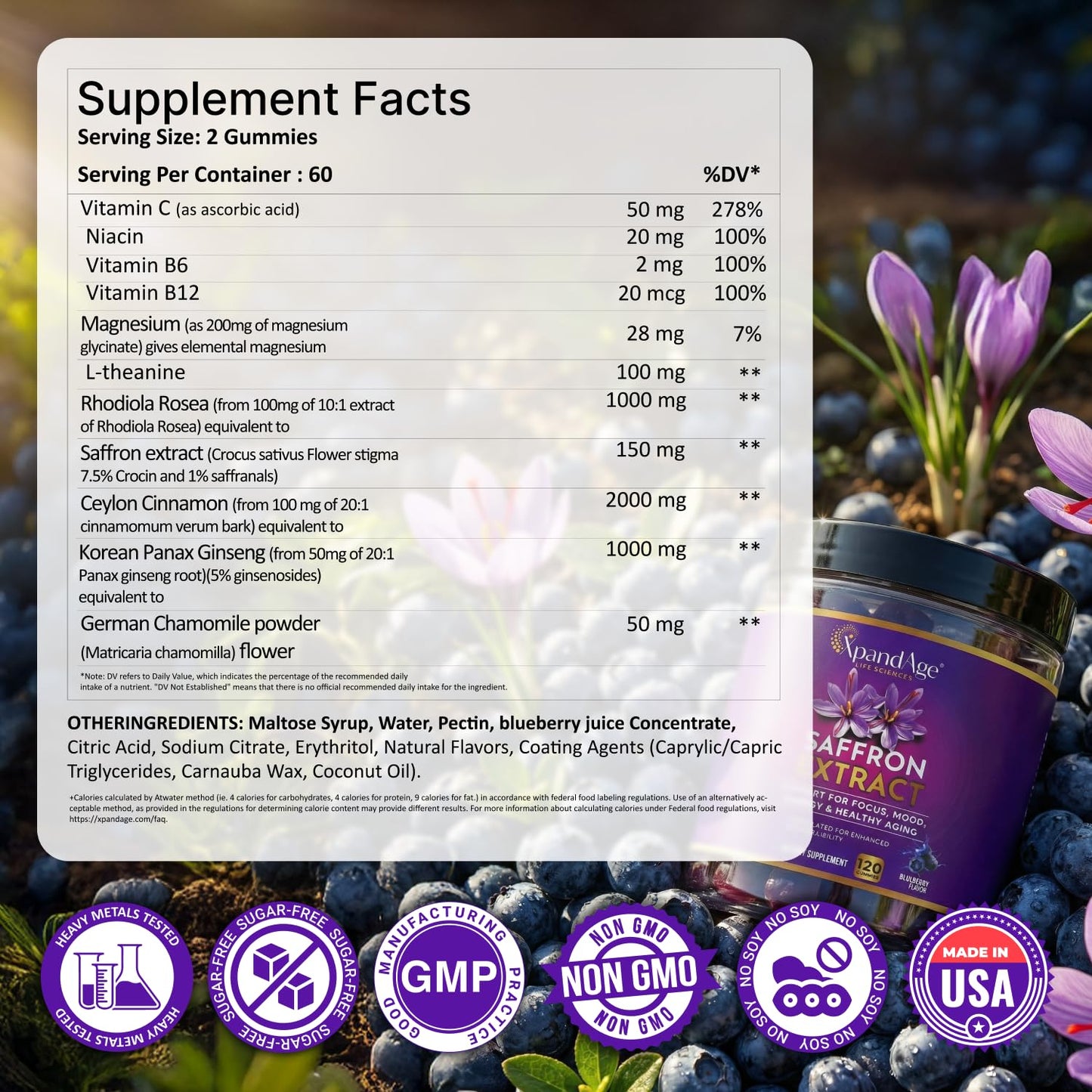 XpandAge Life Sciences Magnesium Glycinate Gummies 120 Count