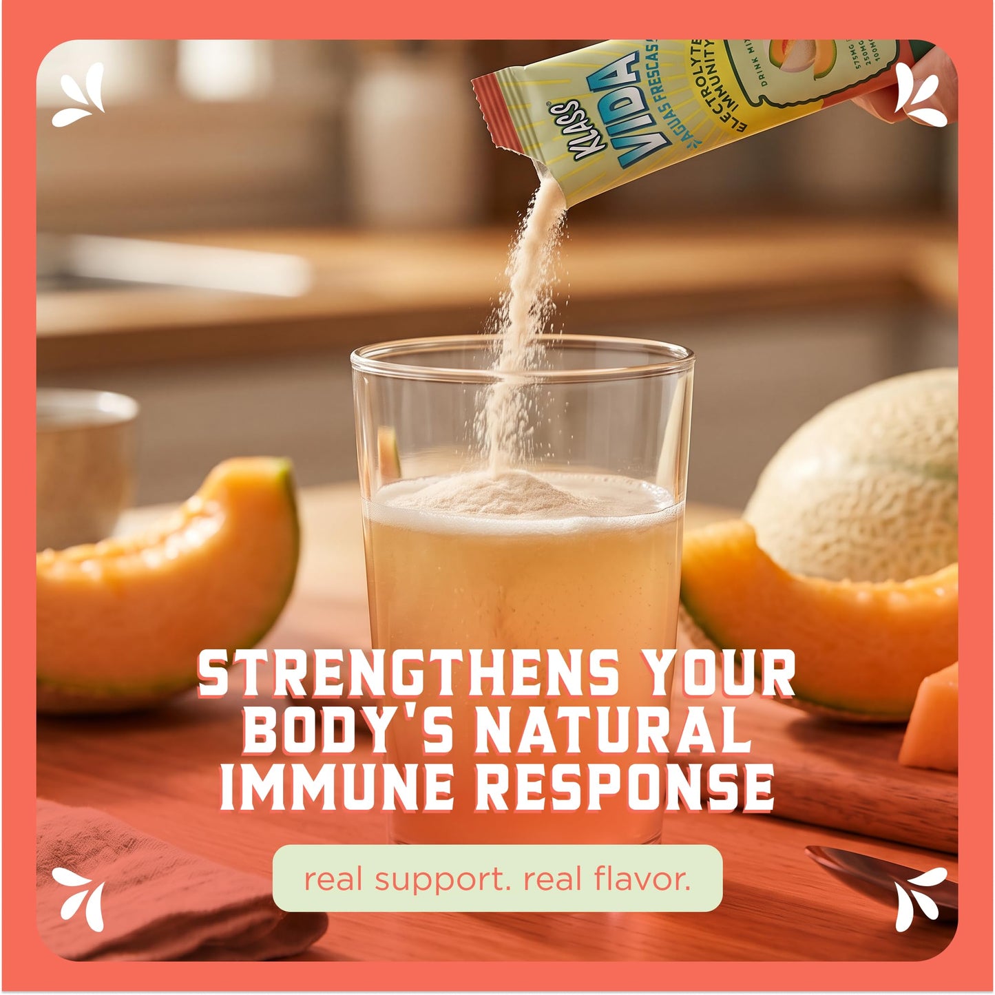 KLASS VIDA Hydration + Immunity Cantaloupe Electrolytes Powder 4.23 Ounce