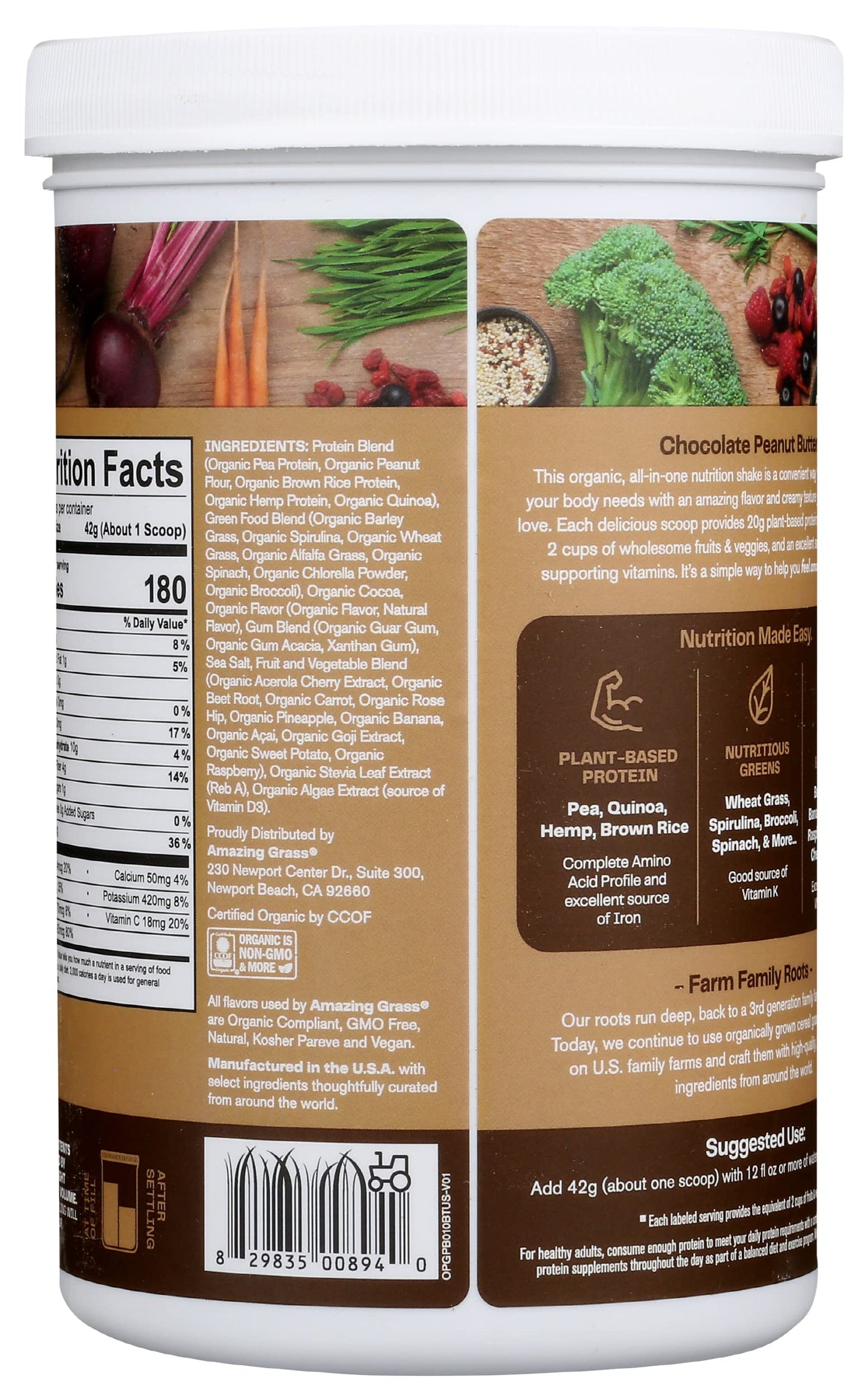 Amazing Grass Organic Protein Blend Chocolate Peanut Butter Protein Powder, 14.8 Ounce