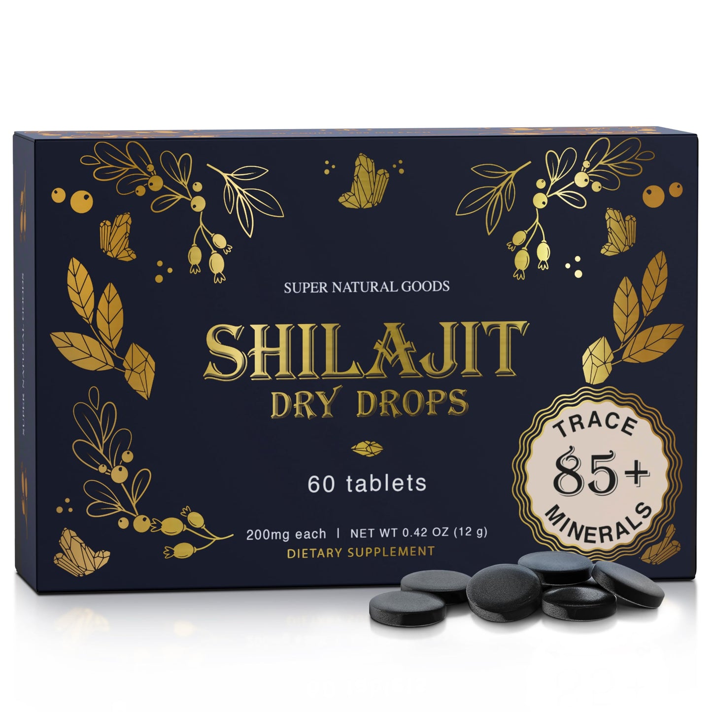 Super Natural Goods Pure Shilajit Resin Dry Drops Tablets 60 Count